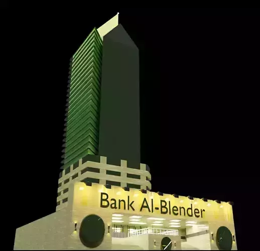 Bank Al-Blender  Modern Skyscraper 3D Model