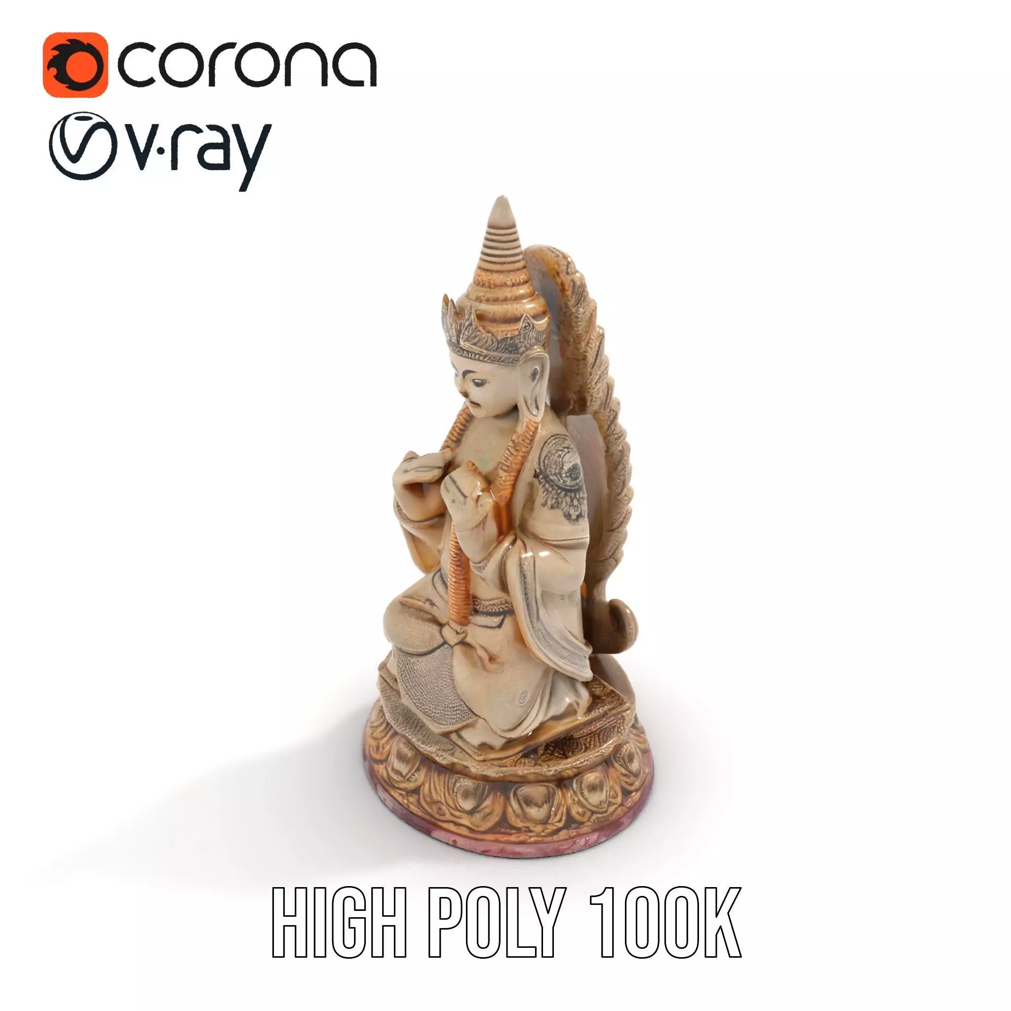 Intricate Buddhist Statue model pack Low-poly 3D model_15