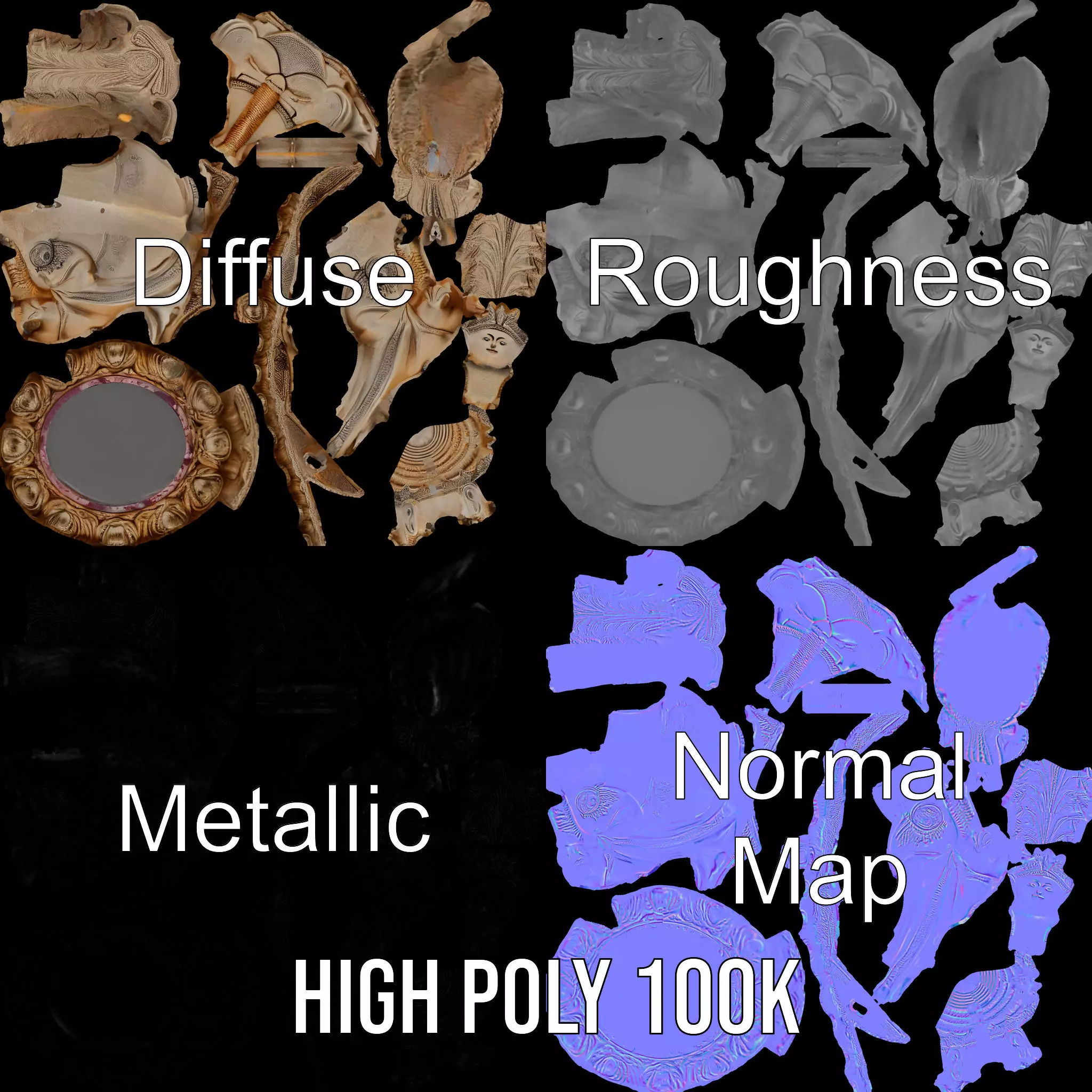 Intricate Buddhist Statue model pack Low-poly 3D model_3