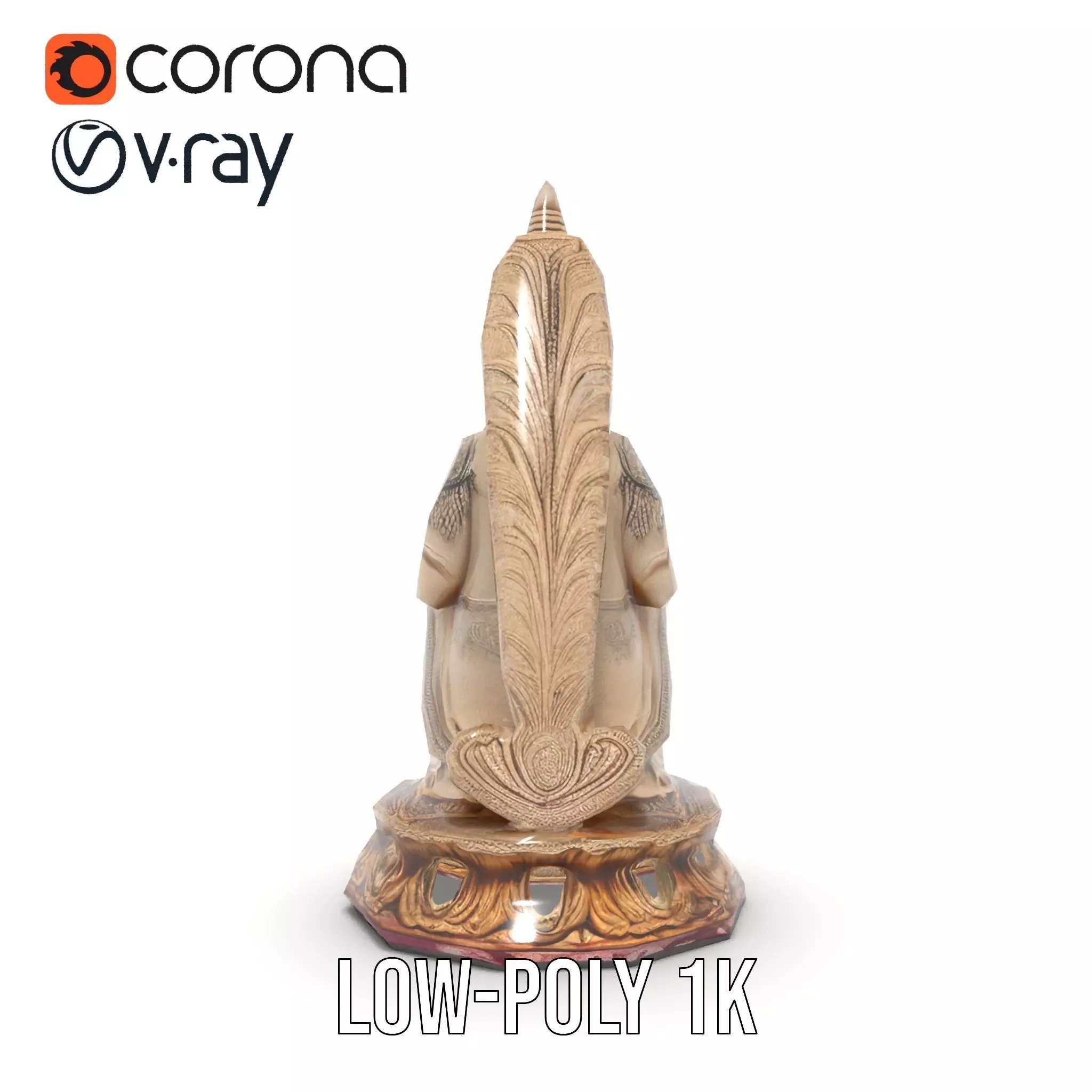 Intricate Buddhist Statue model pack Low-poly 3D model_14