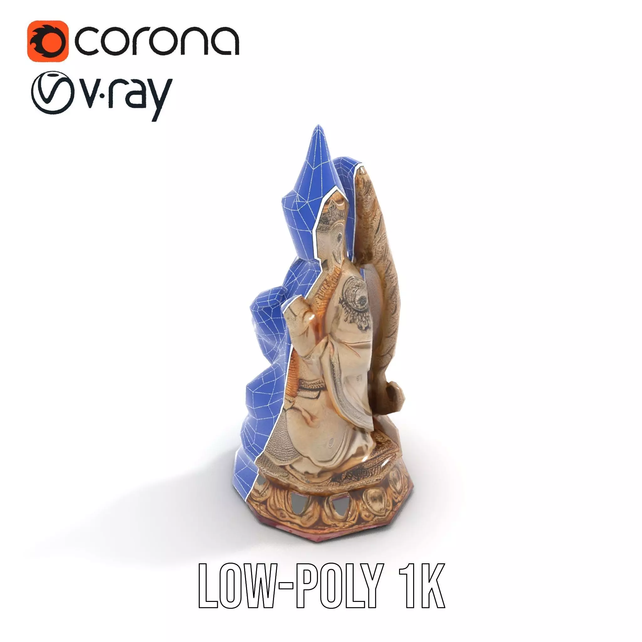 Intricate Buddhist Statue model pack Low-poly 3D model_19