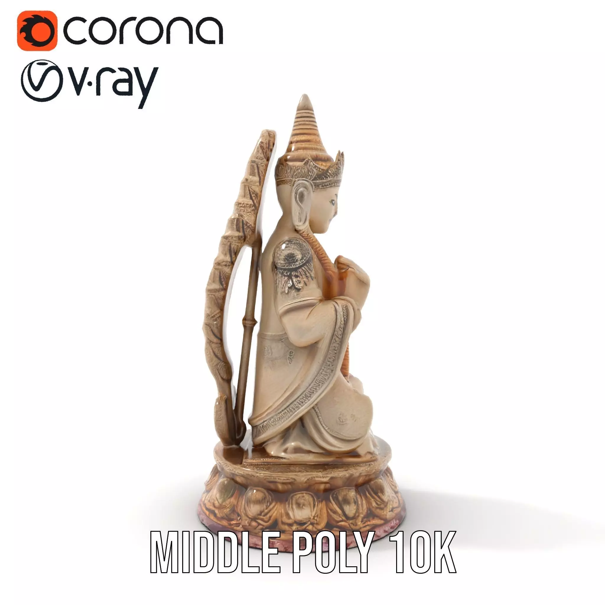 Intricate Buddhist Statue model pack Low-poly 3D model_16