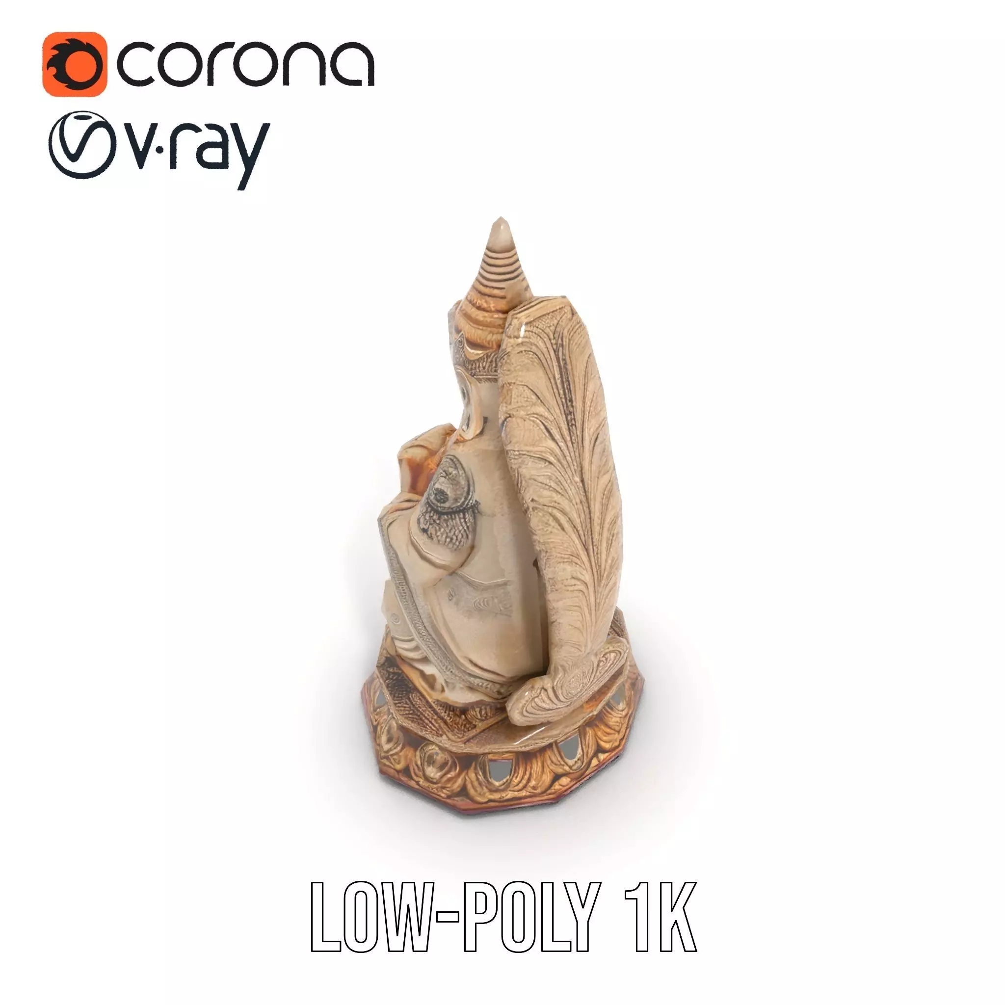 Intricate Buddhist Statue model pack Low-poly 3D model_7