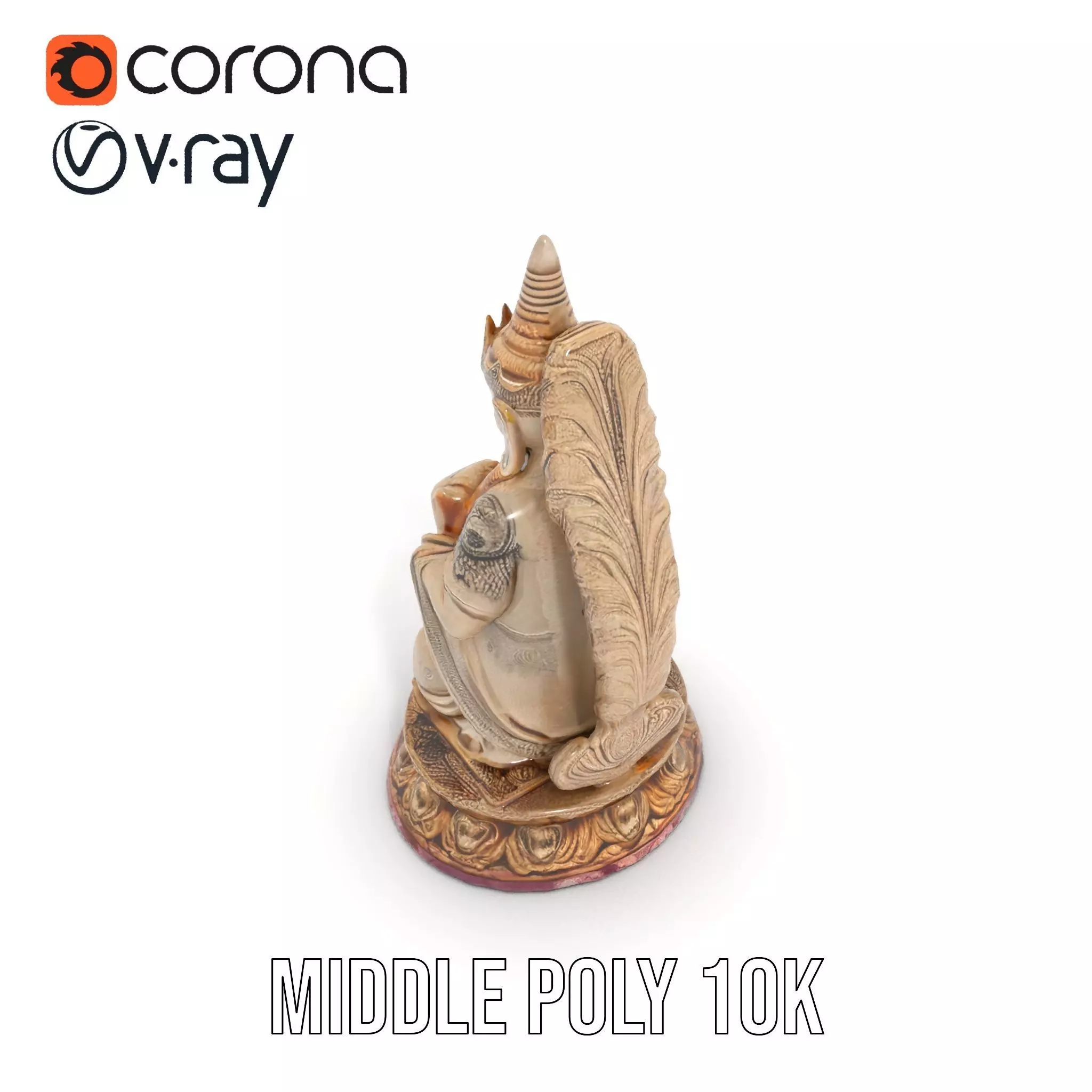Intricate Buddhist Statue model pack Low-poly 3D model_6