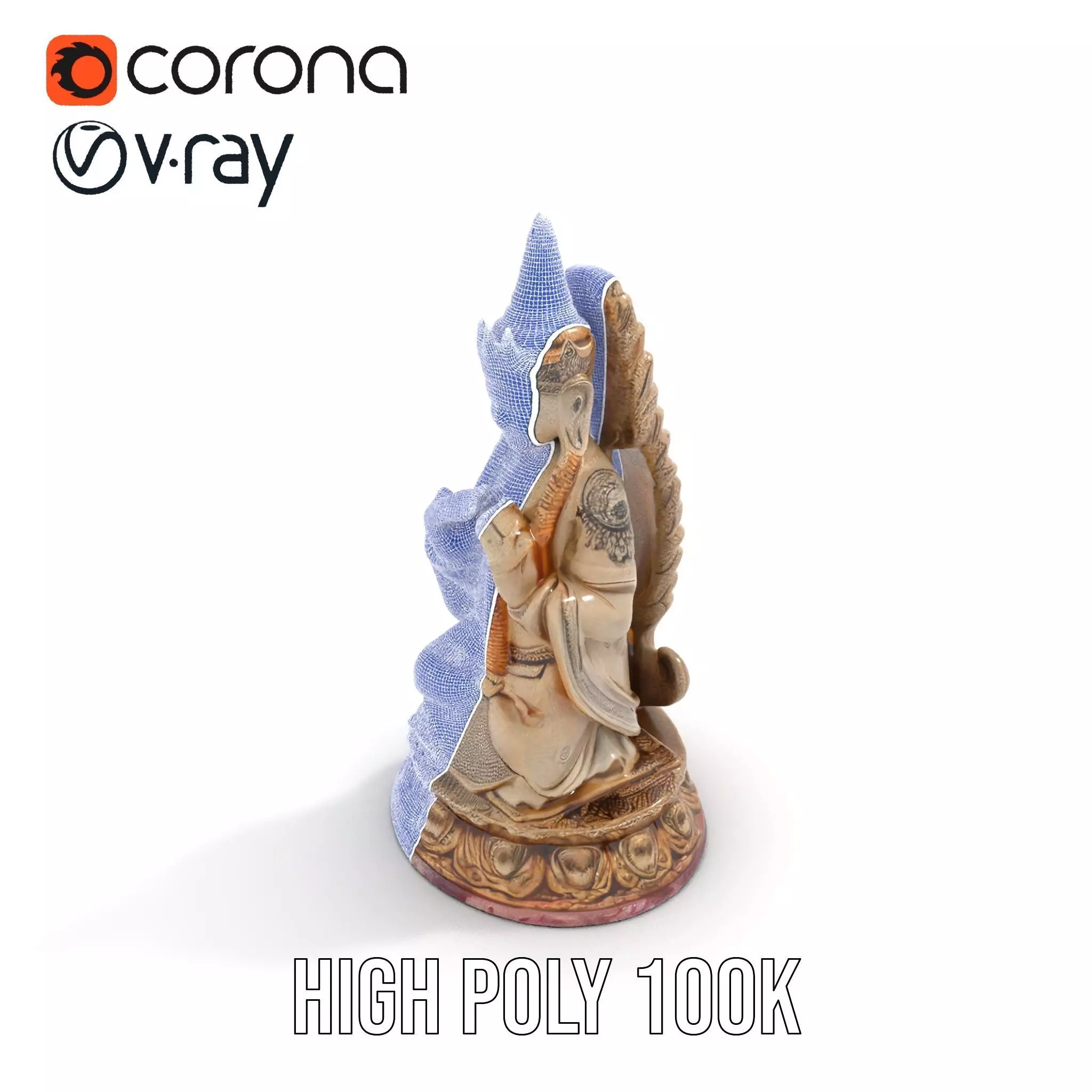 Intricate Buddhist Statue model pack Low-poly 3D model_29