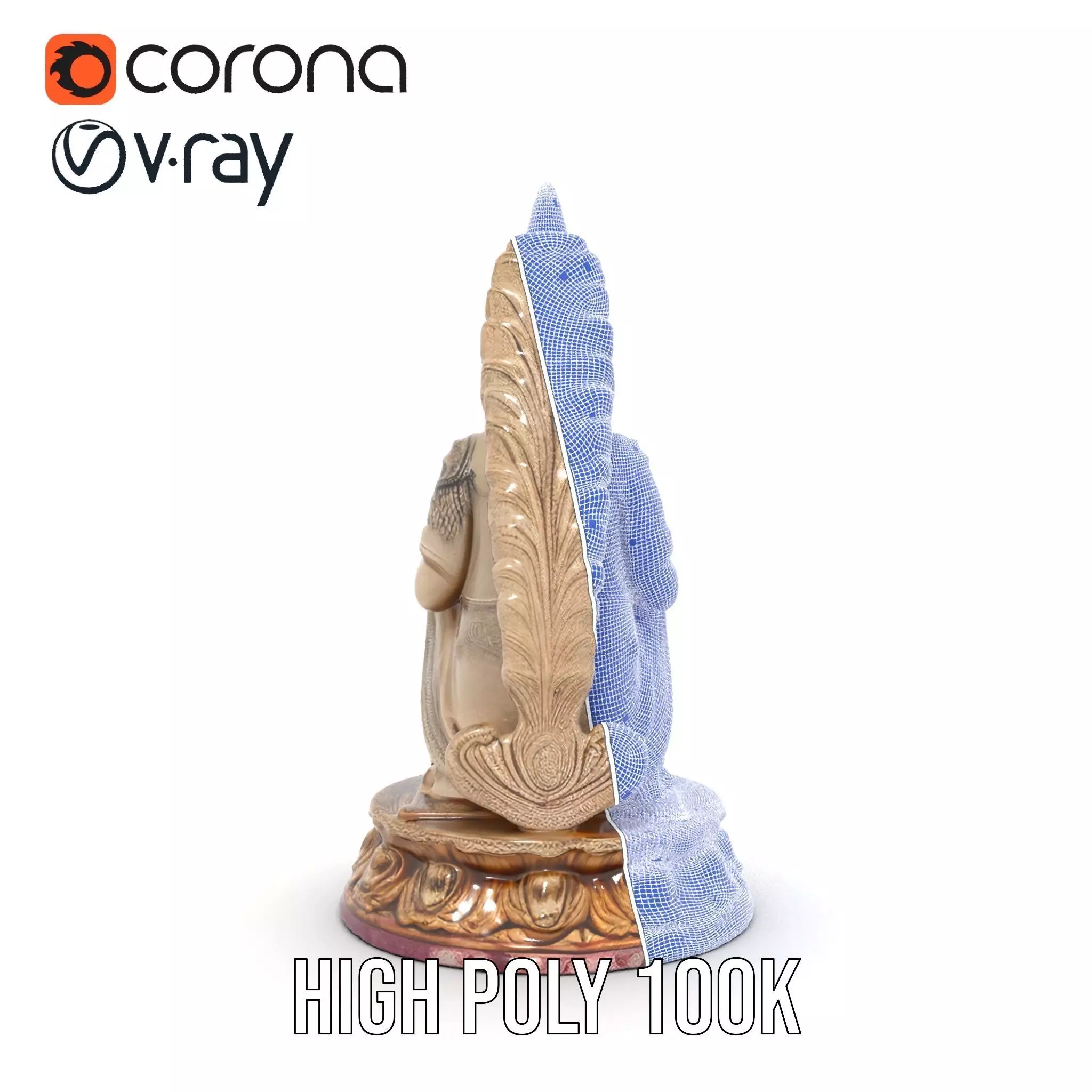 Intricate Buddhist Statue model pack Low-poly 3D model_34