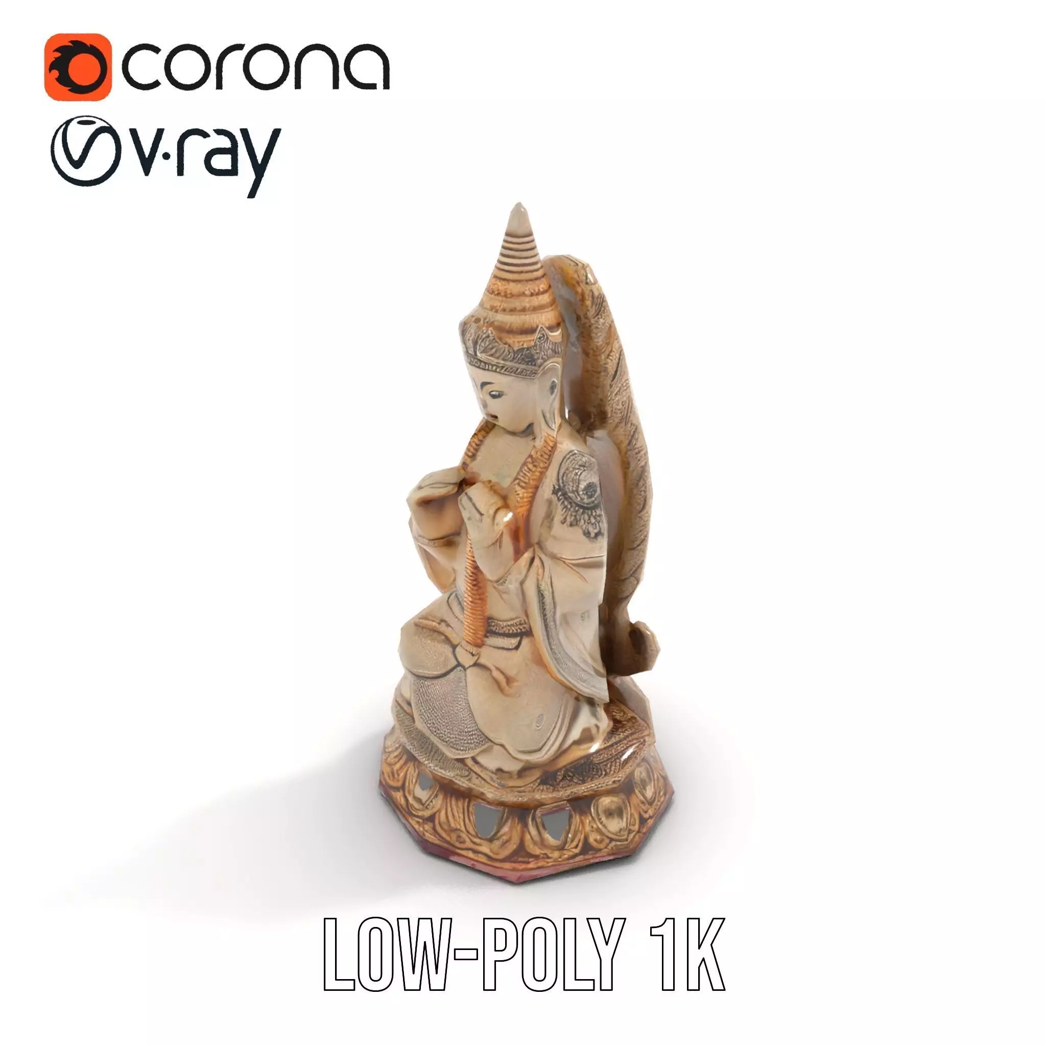 Intricate Buddhist Statue model pack Low-poly 3D model_9