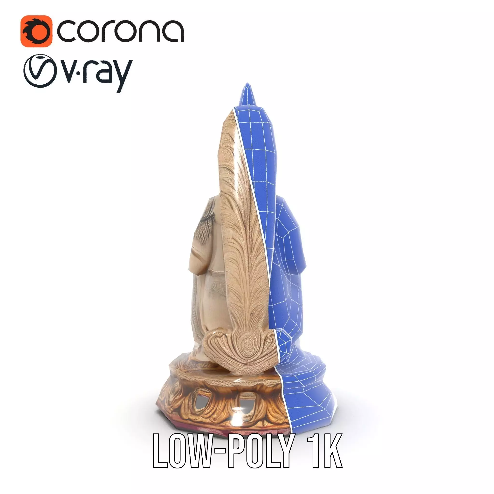 Intricate Buddhist Statue model pack Low-poly 3D model_25