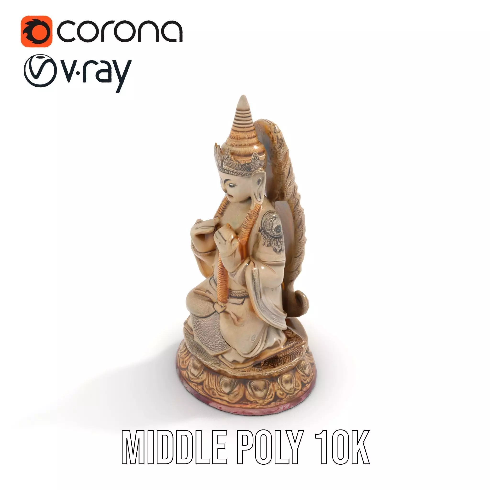 Intricate Buddhist Statue model pack Low-poly 3D model_5