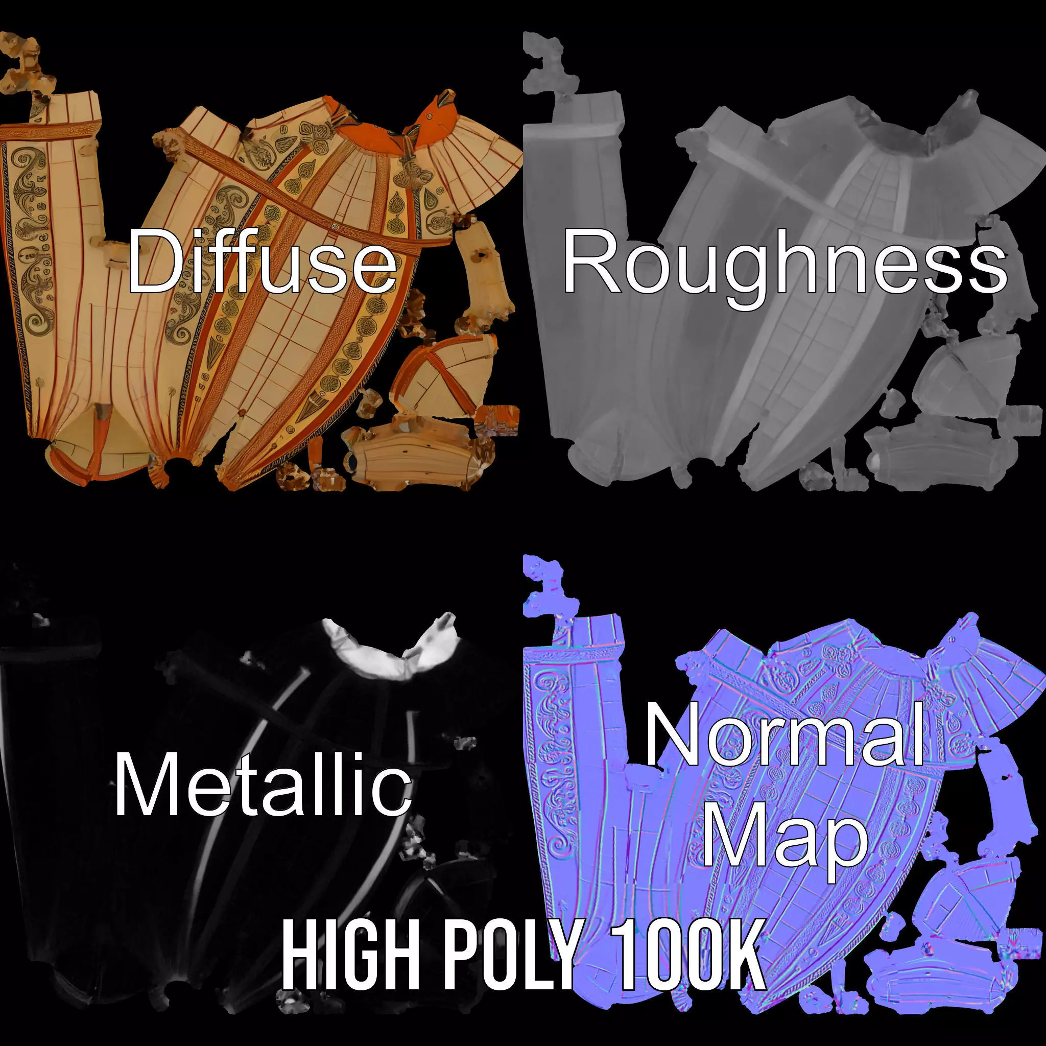 Steampunk Airship model pack Low-poly 3D model_3