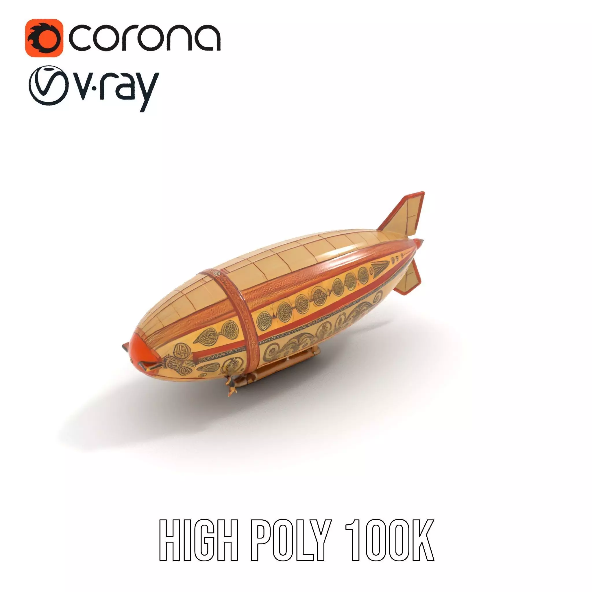 Steampunk Airship model pack Low-poly 3D model_17