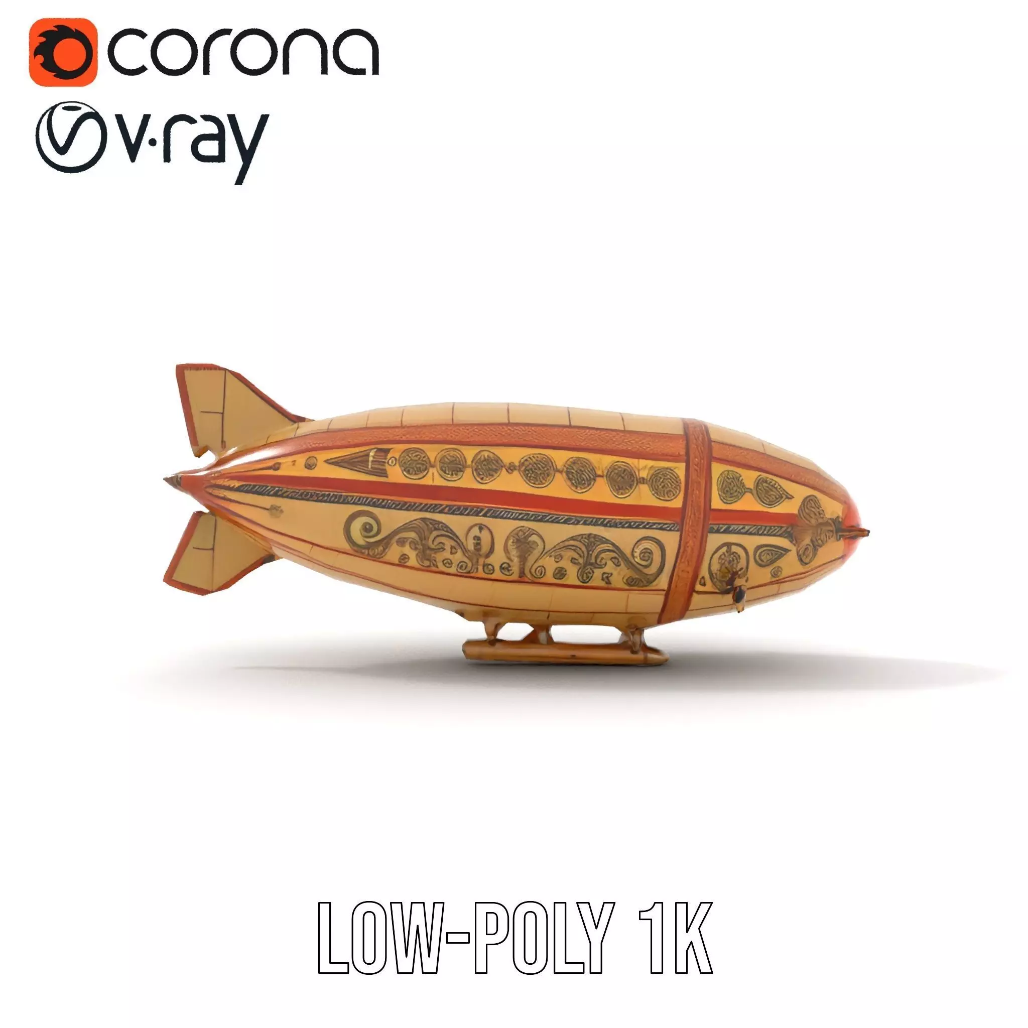 Steampunk Airship model pack Low-poly 3D model_16