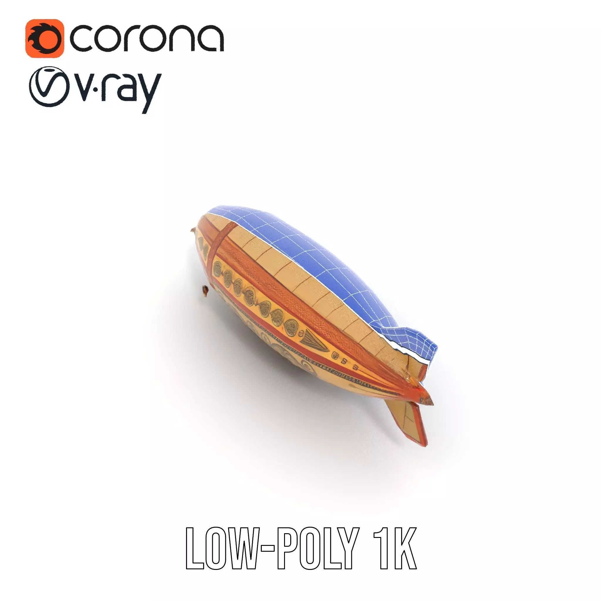 Steampunk Airship model pack Low-poly 3D model_19