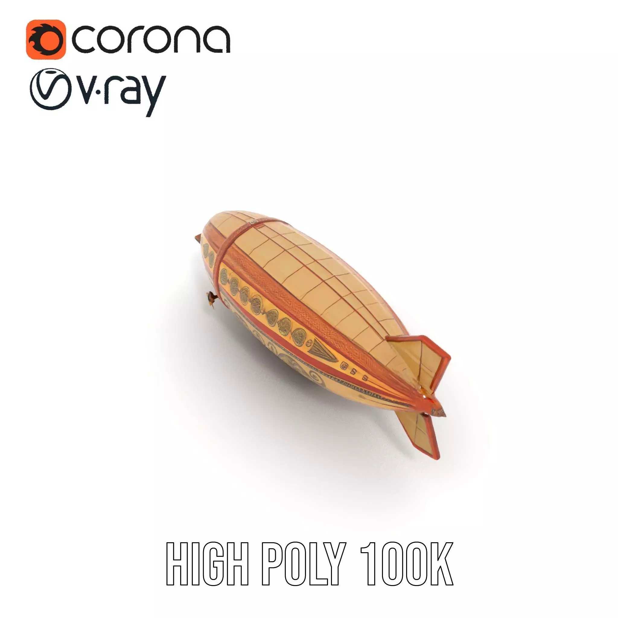 Steampunk Airship model pack Low-poly 3D model_23