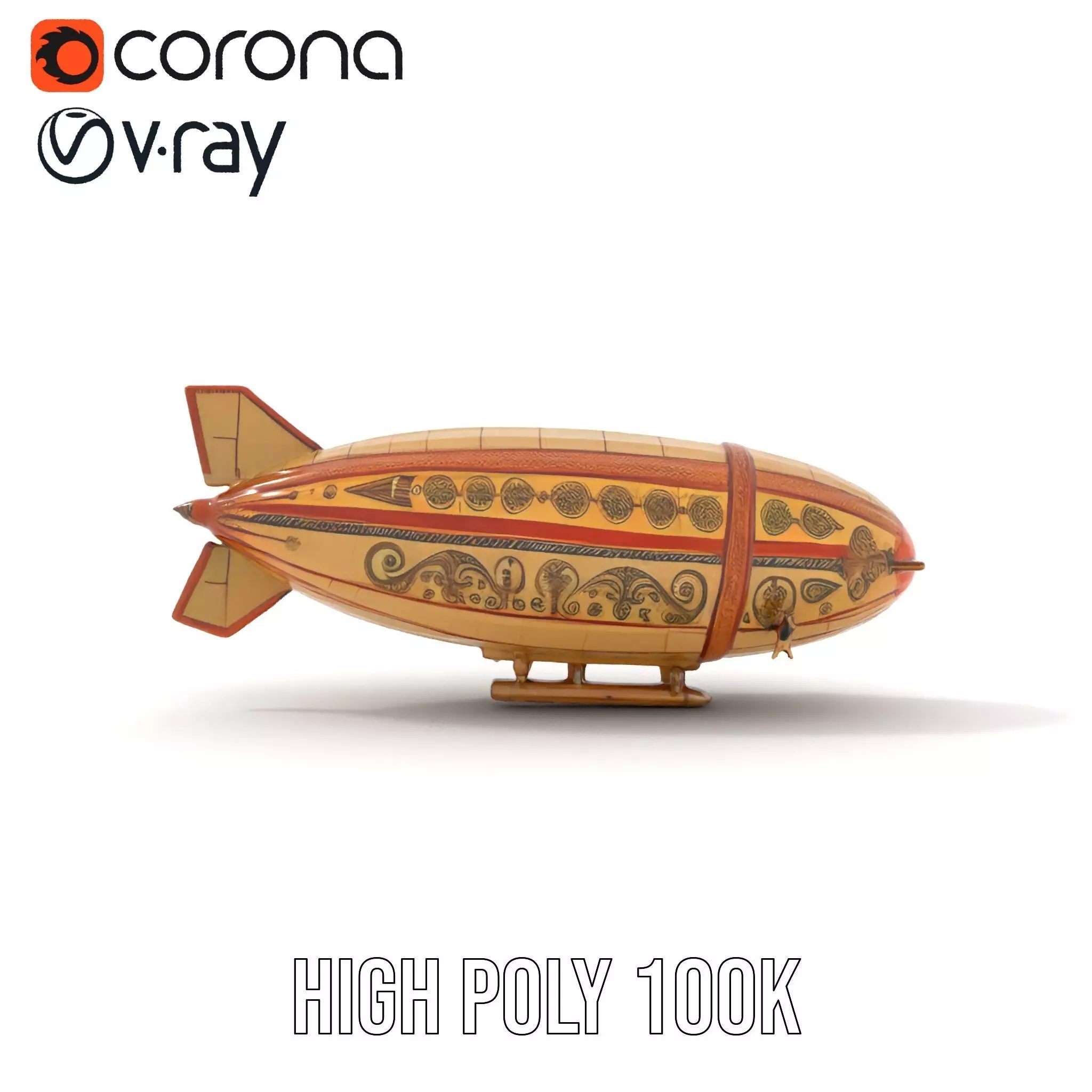 Steampunk Airship model pack Low-poly 3D model_33