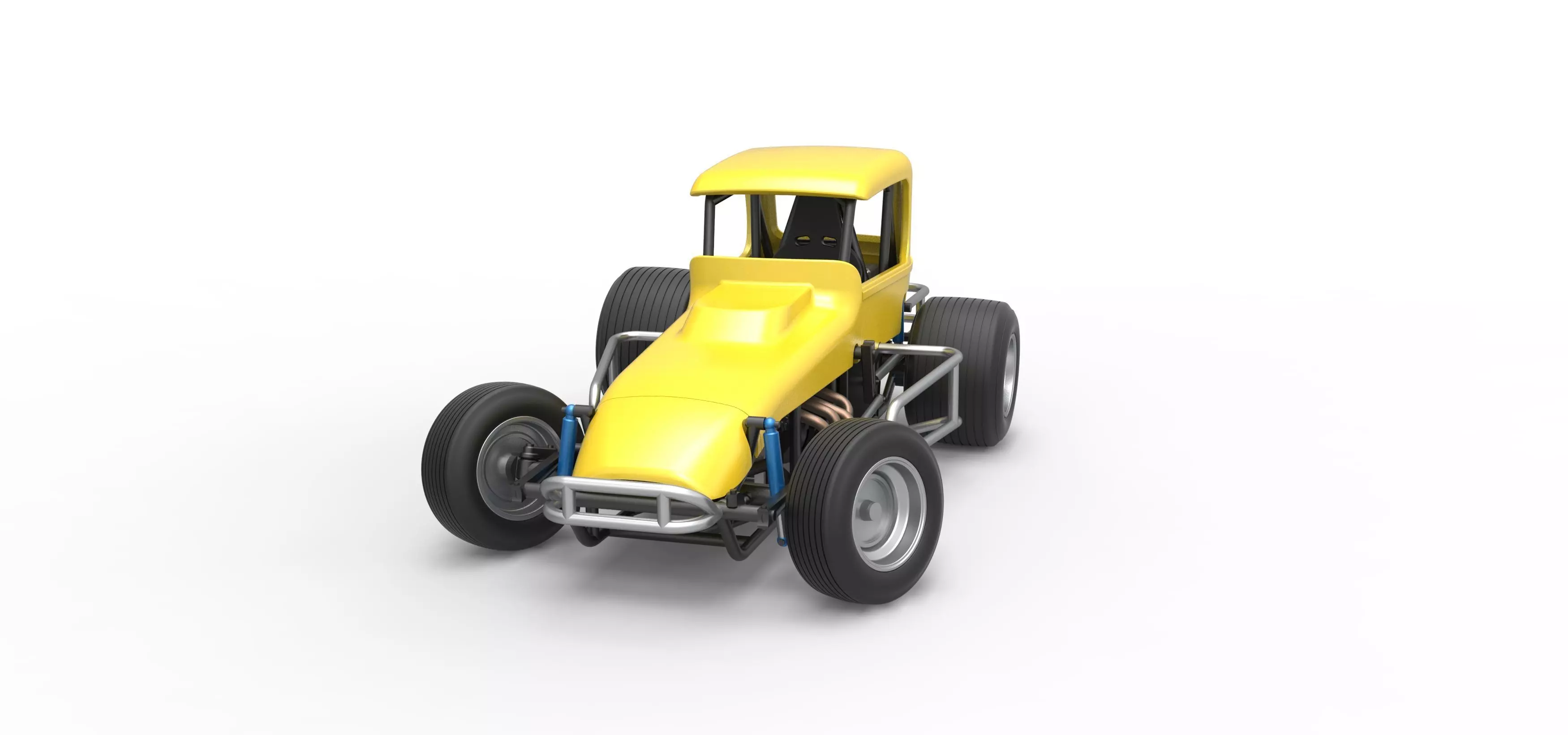 Vintage Sprint car while turning Version 2 Scale 1 to 25 3D print model_3