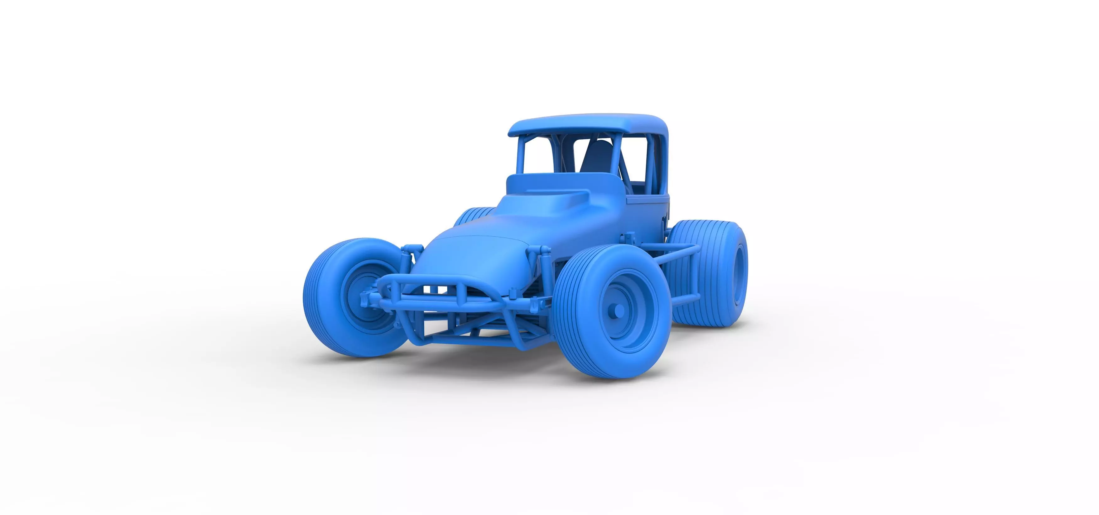 Vintage Sprint car while turning Version 2 Scale 1 to 25 3D print model_29