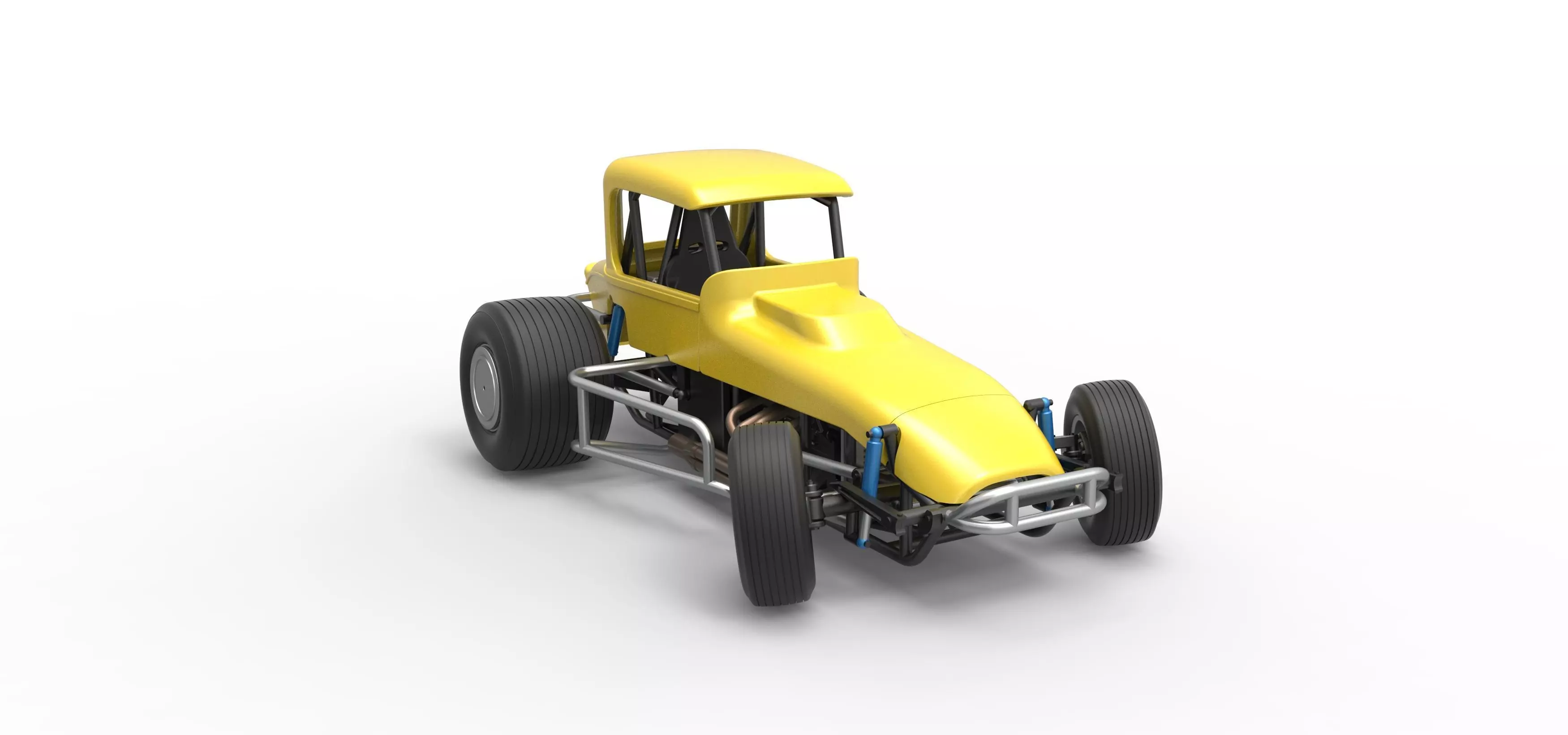 Vintage Sprint car while turning Version 2 Scale 1 to 25 3D print model_24