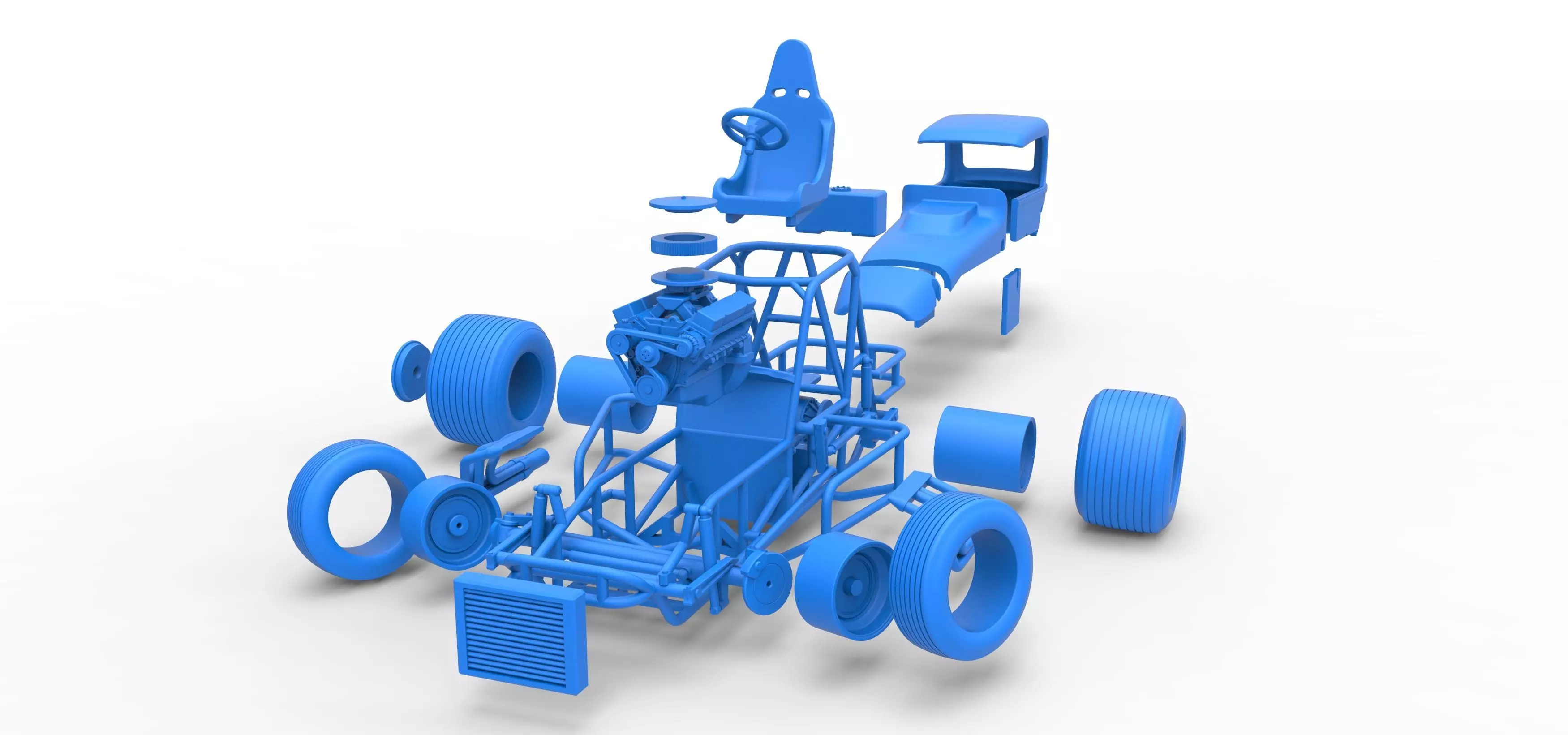 Vintage Sprint car while turning Version 2 Scale 1 to 25 3D print model_54