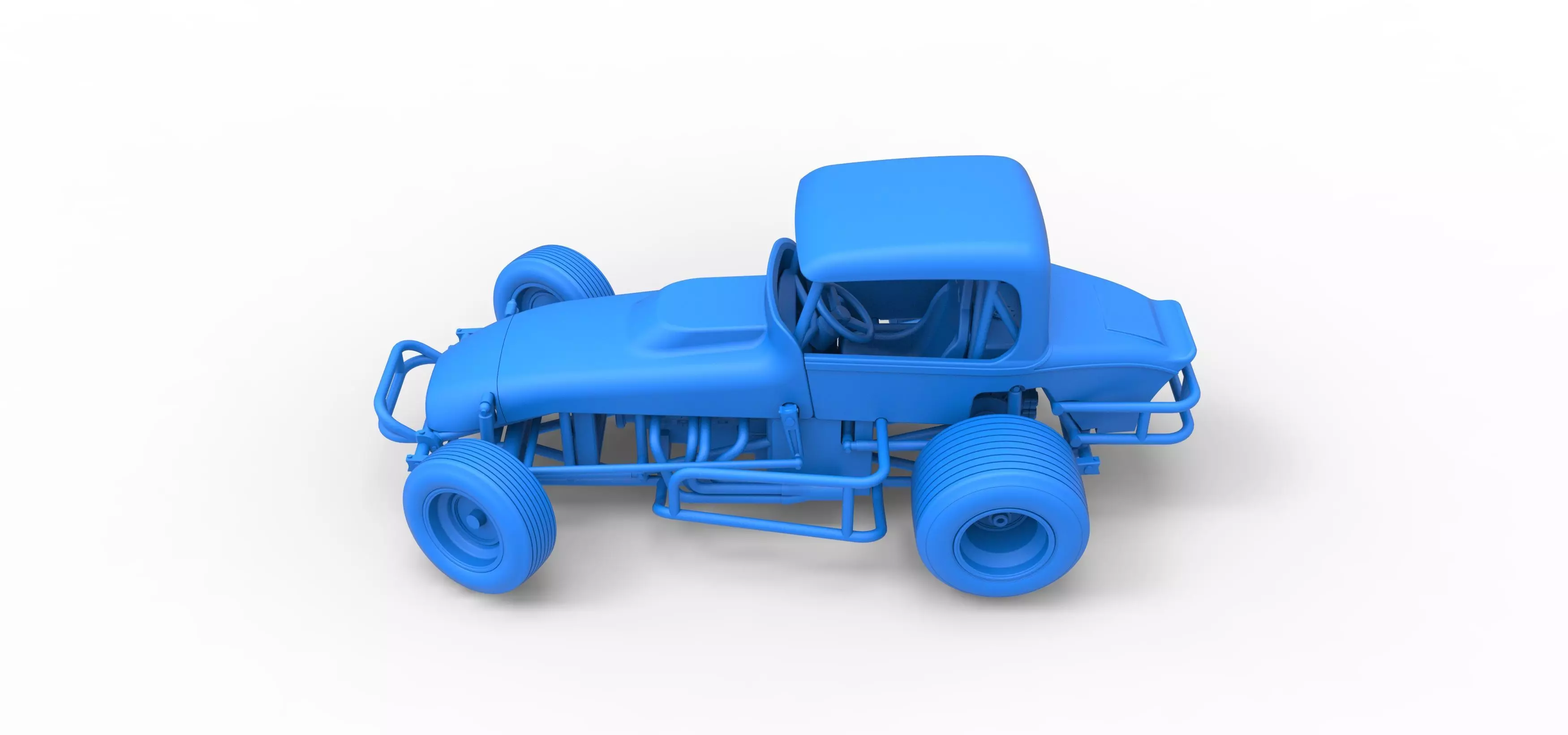 Vintage Sprint car while turning Version 2 Scale 1 to 25 3D print model_33