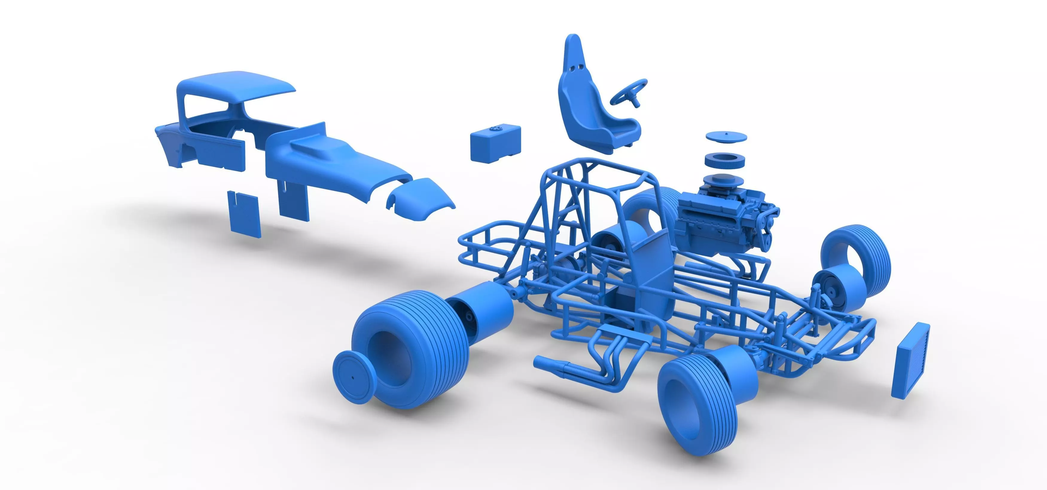 Vintage Sprint car while turning Version 2 Scale 1 to 25 3D print model_60