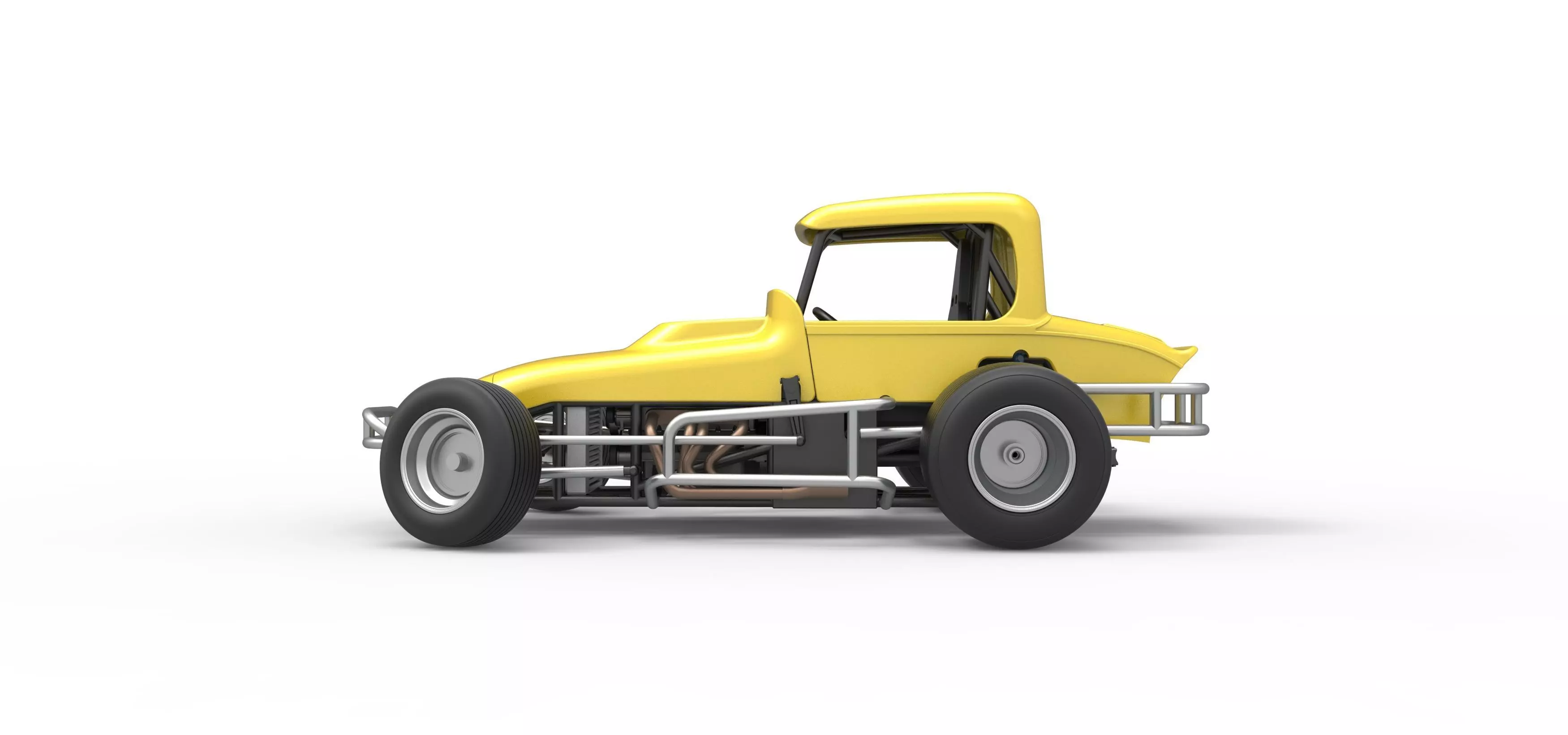 Vintage Sprint car while turning Version 2 Scale 1 to 25 3D print model_7
