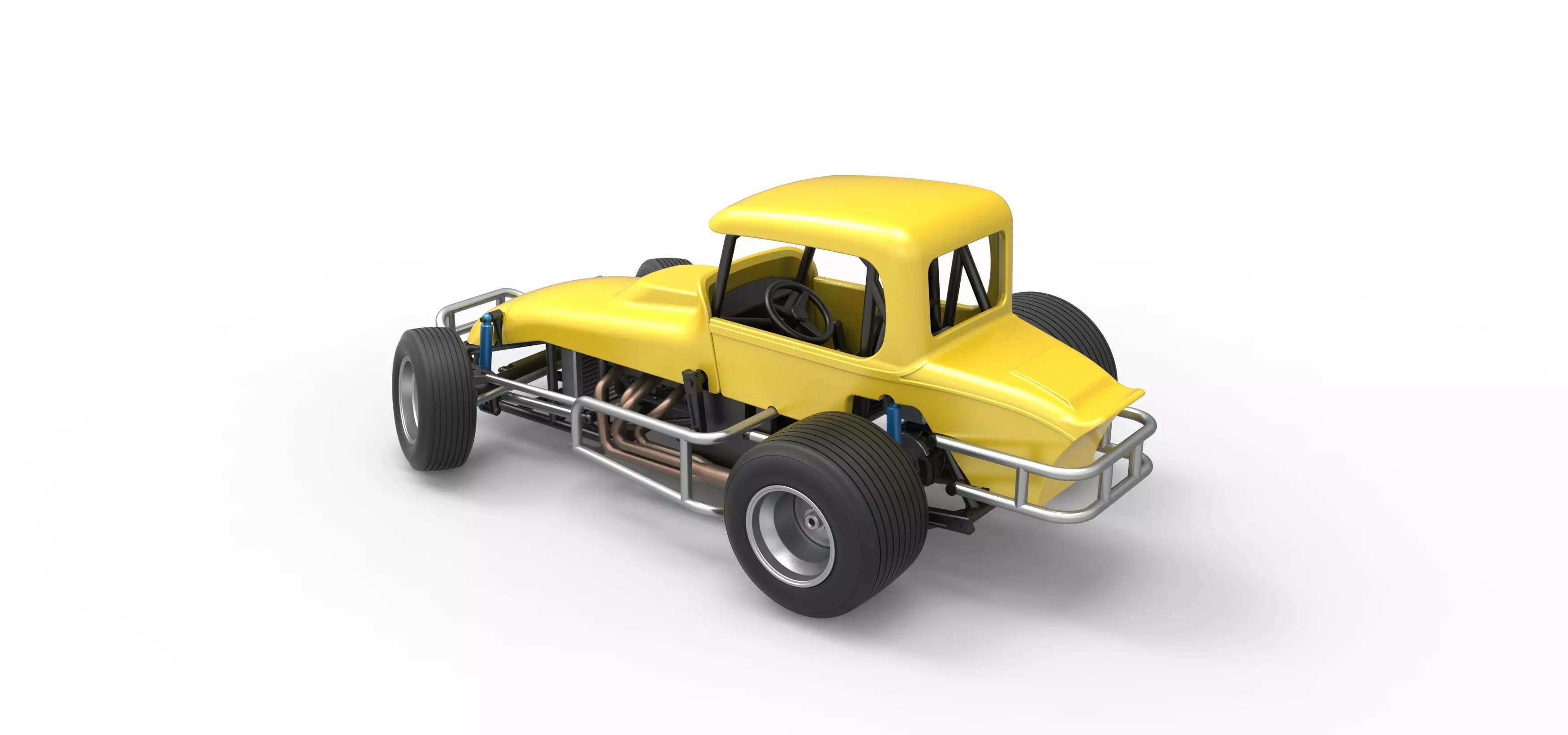 Vintage Sprint car while turning Version 2 Scale 1 to 25 3D print model_10