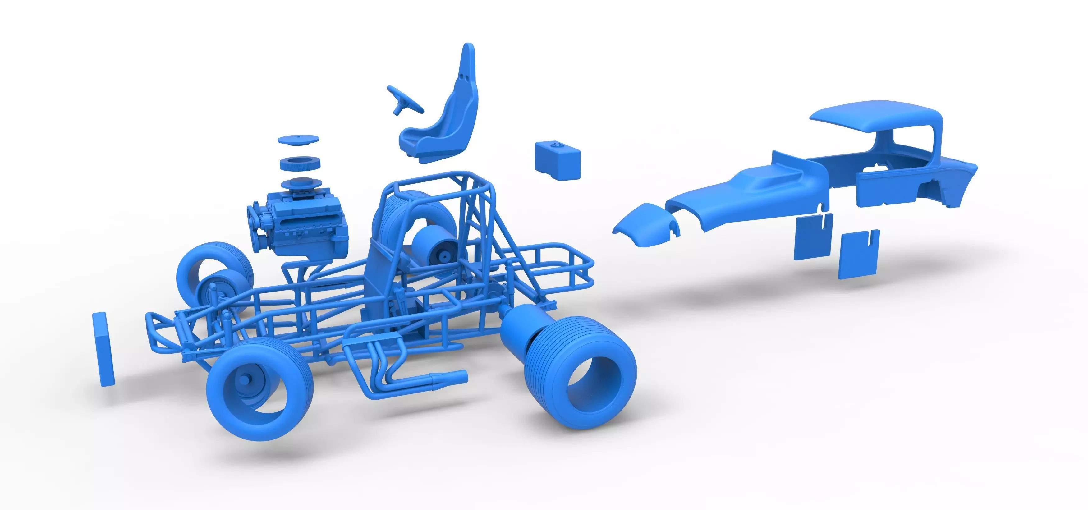 Vintage Sprint car while turning Version 2 Scale 1 to 25 3D print model_51