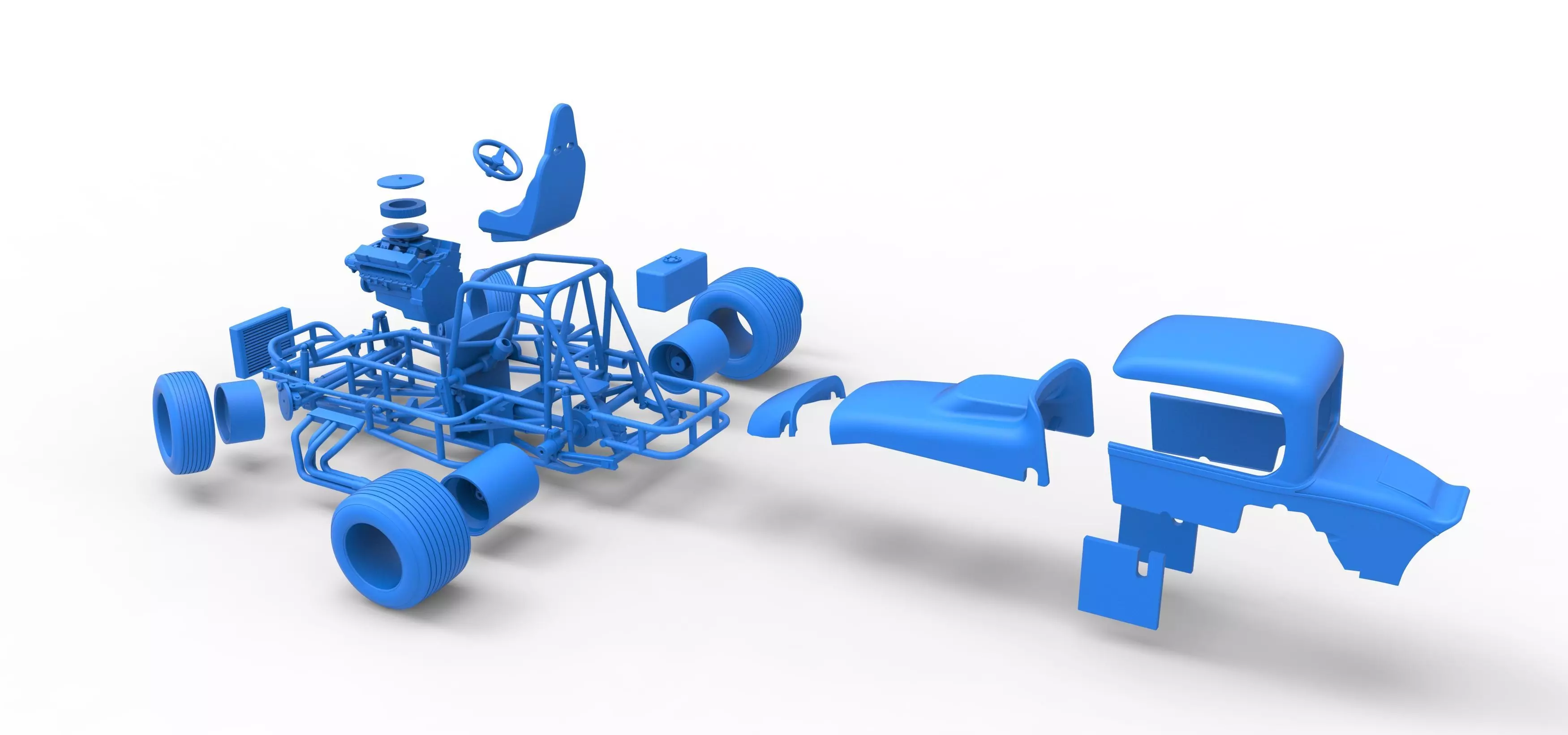 Vintage Sprint car while turning Version 2 Scale 1 to 25 3D print model_57