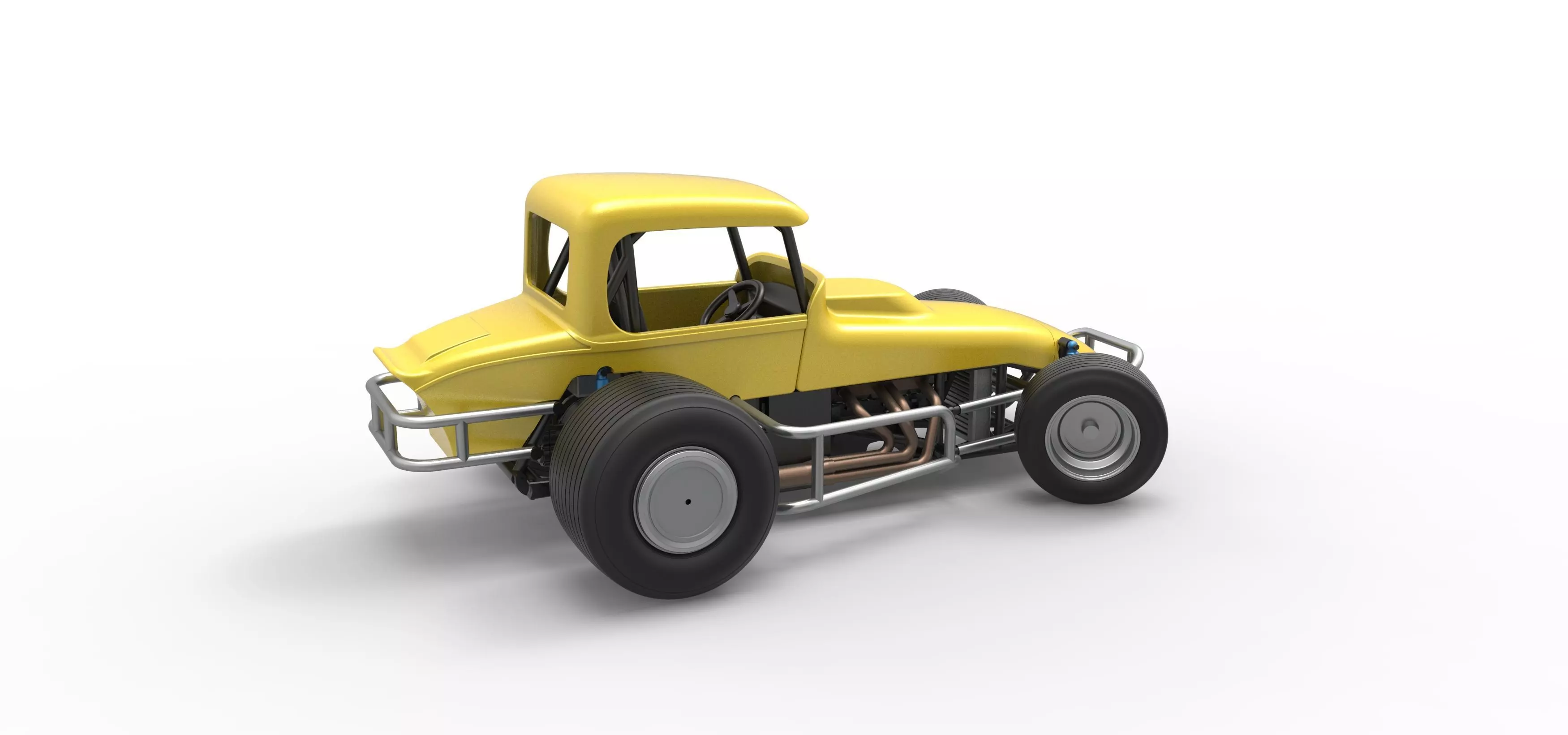 Vintage Sprint car while turning Version 2 Scale 1 to 25 3D print model_18