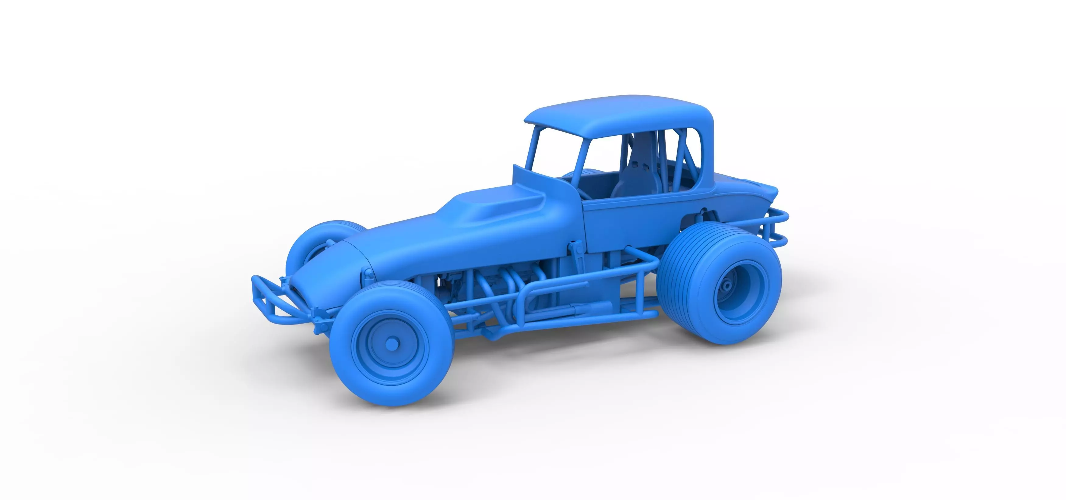Vintage Sprint car while turning Version 2 Scale 1 to 25 3D print model_26