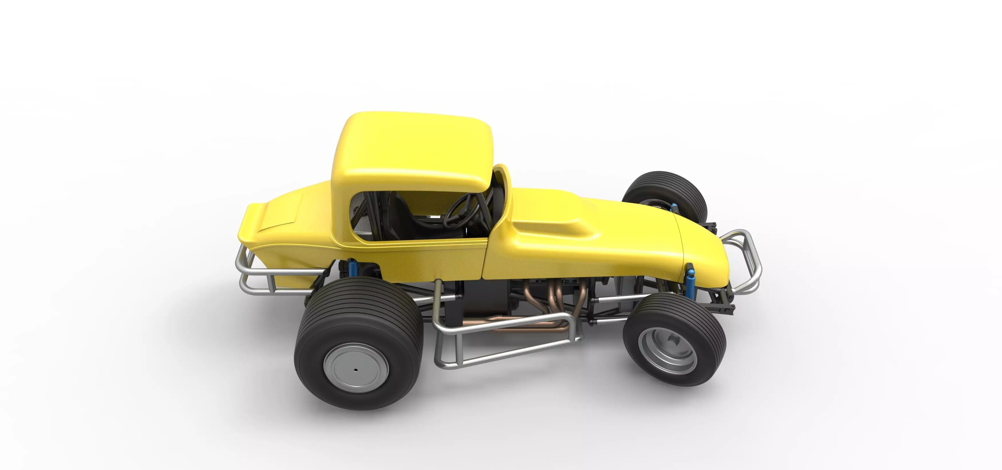 Vintage Sprint car while turning Version 2 Scale 1 to 25 3D print model_21