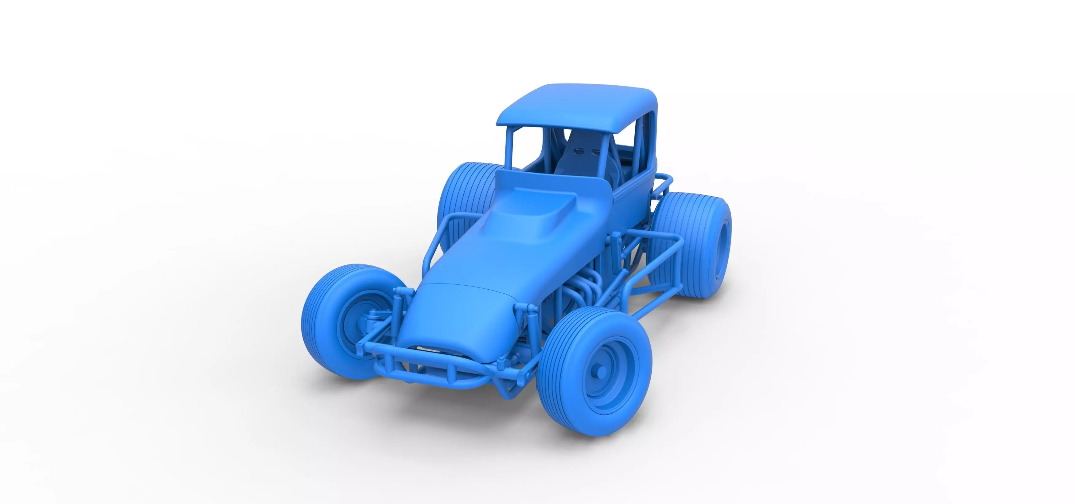Vintage Sprint car while turning Version 2 Scale 1 to 25 3D print model_28