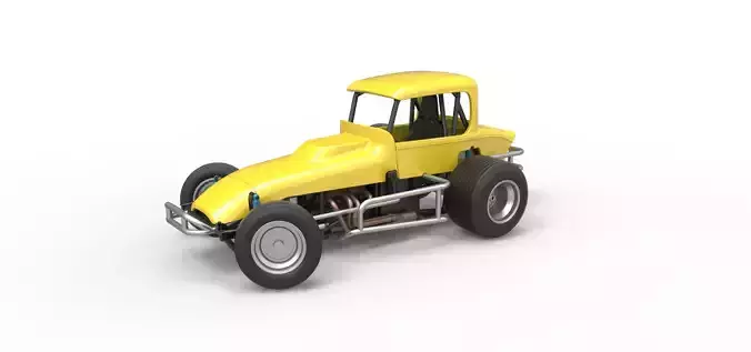 Vintage Sprint car while turning Version 2 Scale 1 to 25
