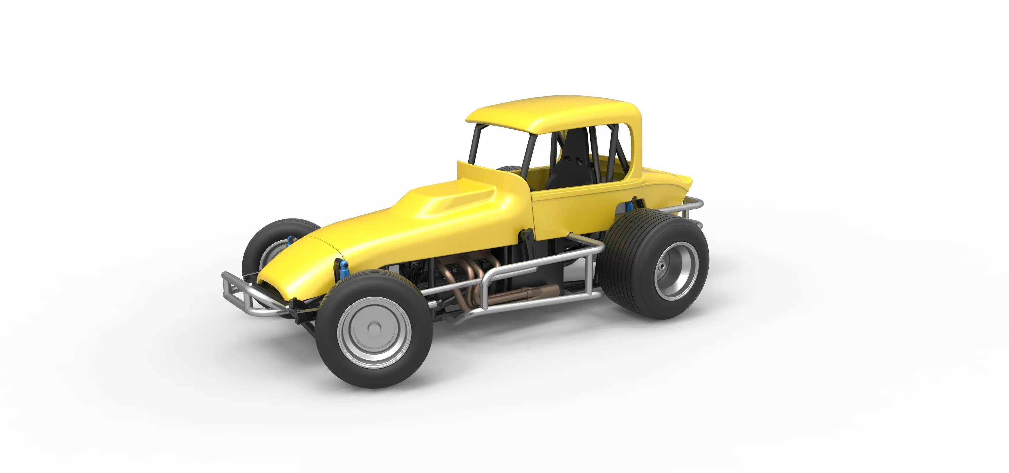 Vintage Sprint car while turning Version 2 Scale 1 to 25 3D print model_0