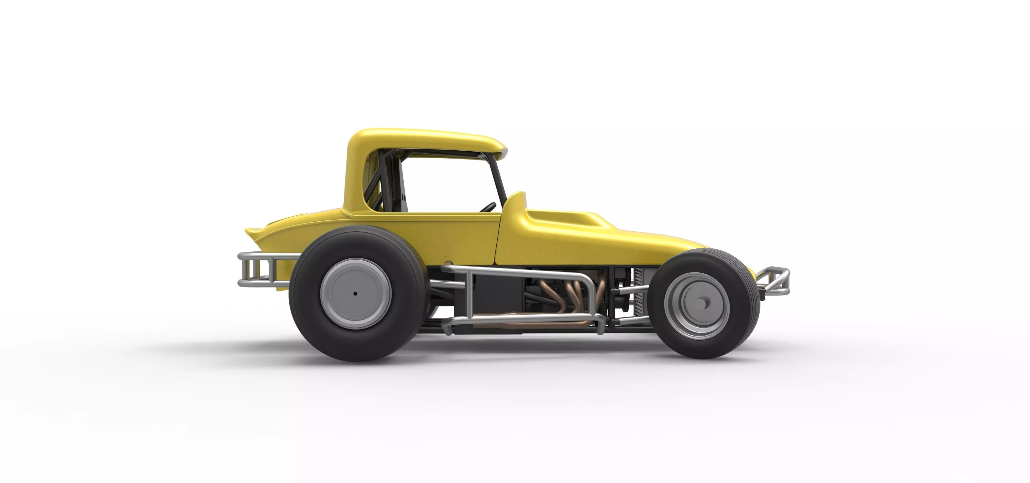 Vintage Sprint car while turning Version 2 Scale 1 to 25 3D print model_20