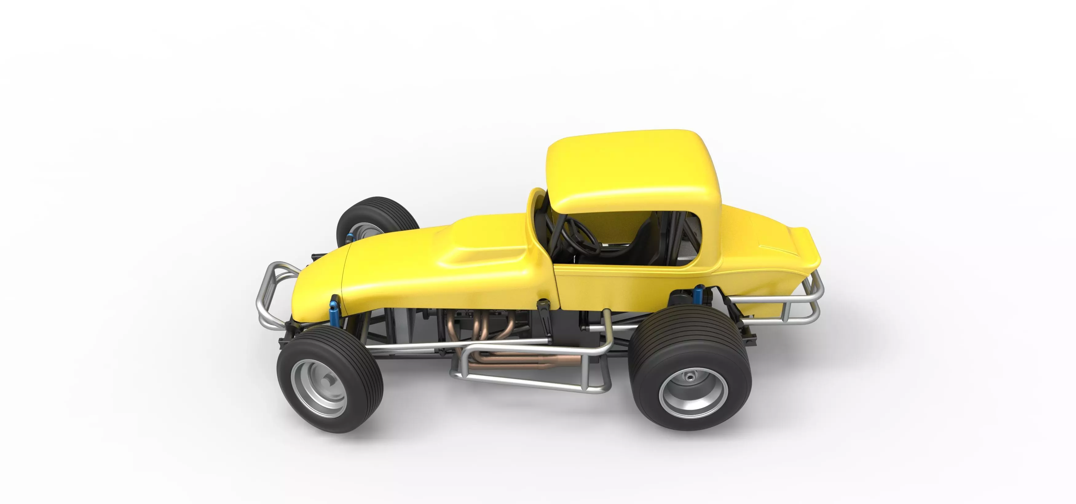 Vintage Sprint car while turning Version 2 Scale 1 to 25 3D print model_8