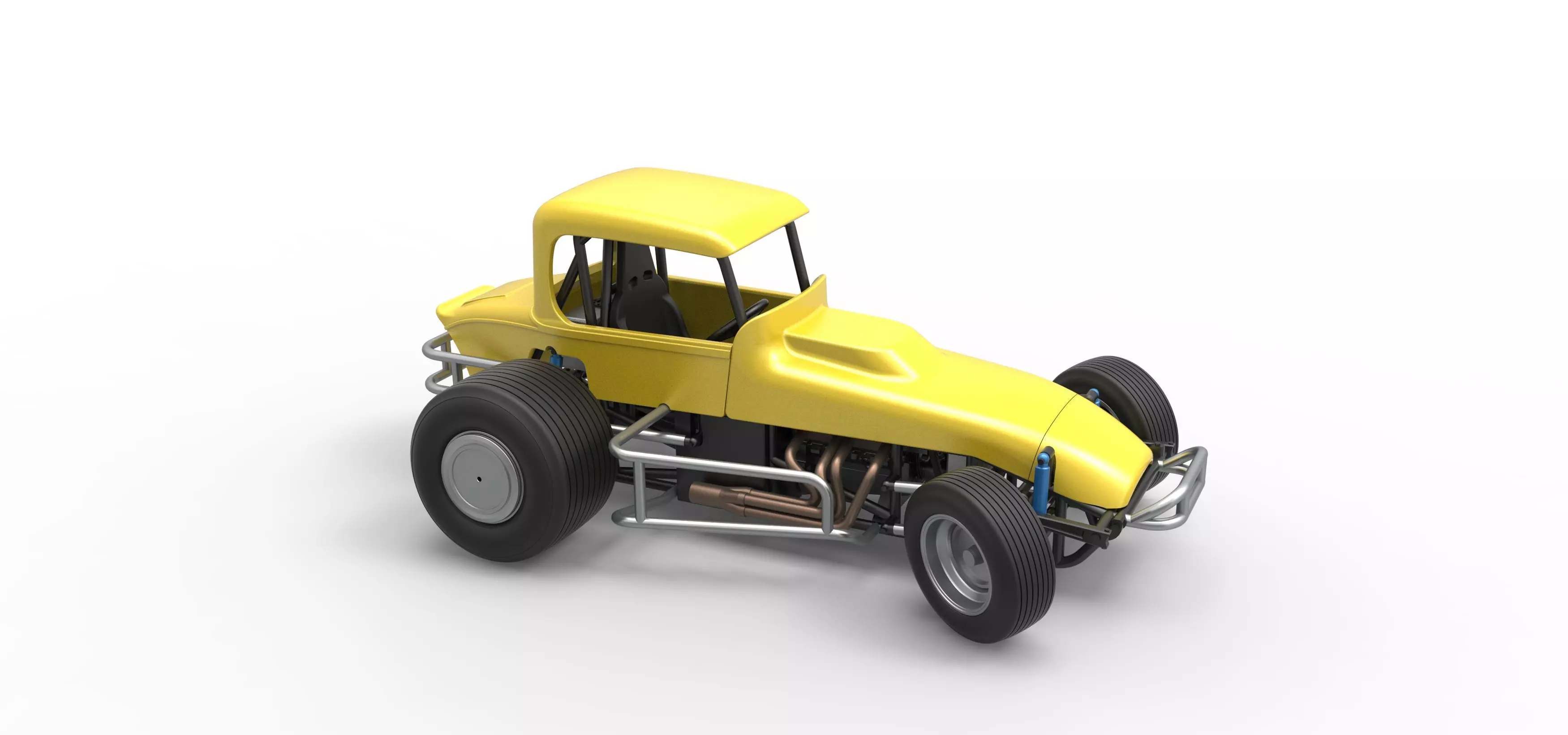 Vintage Sprint car while turning Version 2 Scale 1 to 25 3D print model_22