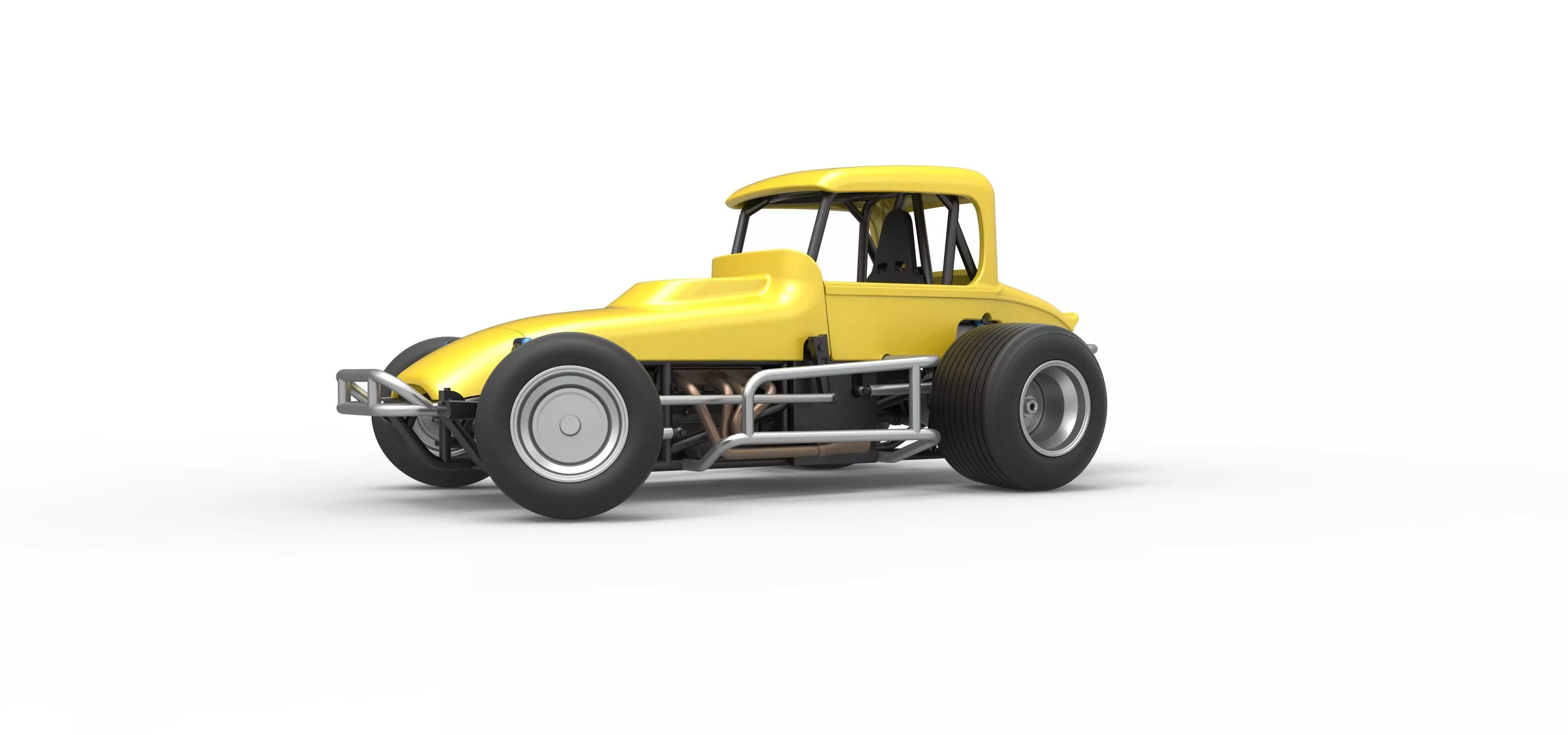 Vintage Sprint car while turning Version 2 Scale 1 to 25 3D print model_2