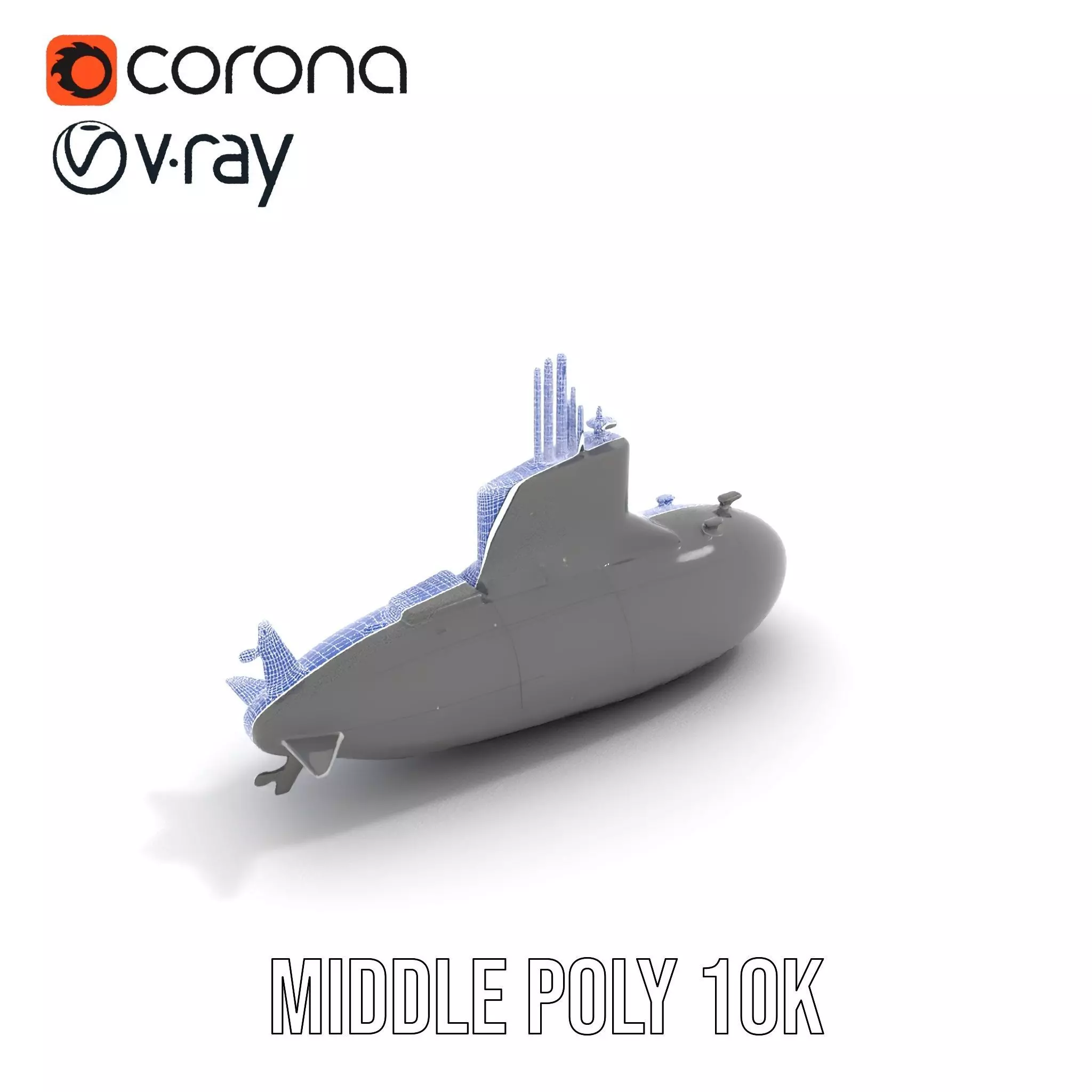 Stealth Submarine Black model pack Low-poly 3D model_24