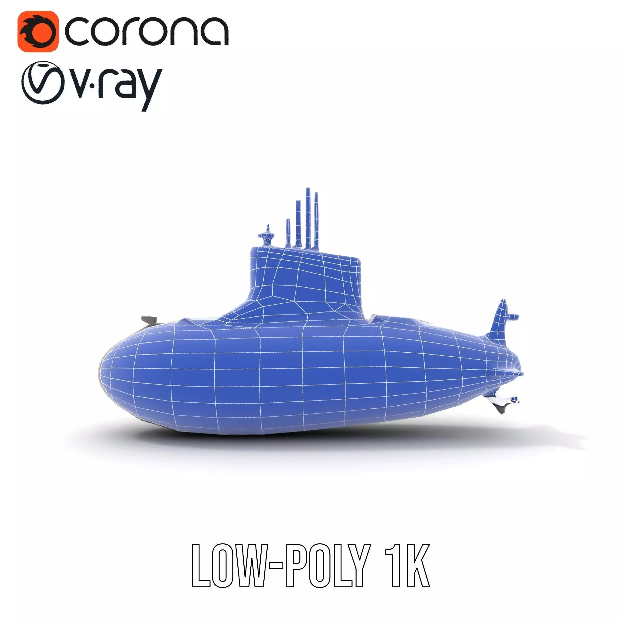 Stealth Submarine Black model pack Low-poly 3D model_17