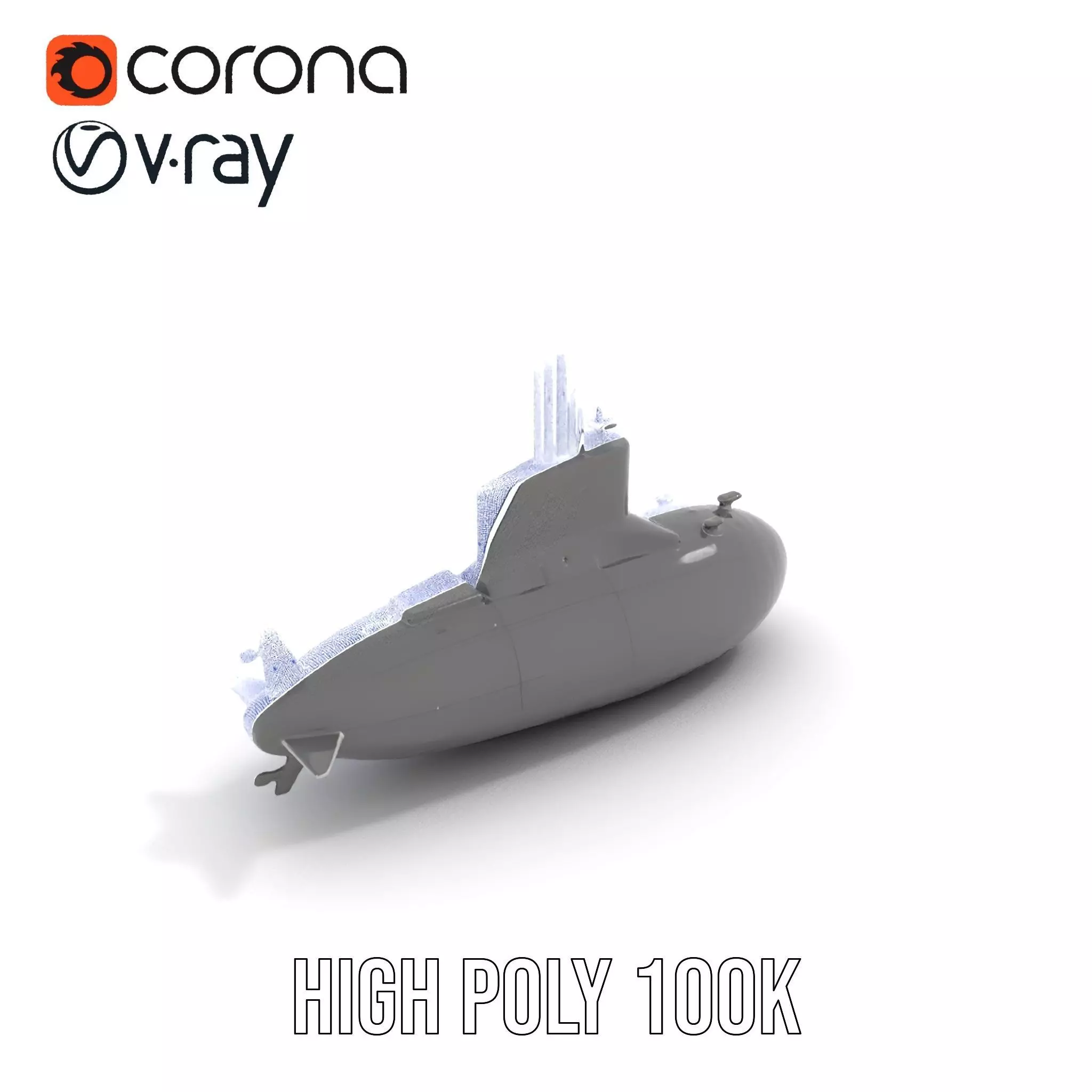 Stealth Submarine Black model pack Low-poly 3D model_31