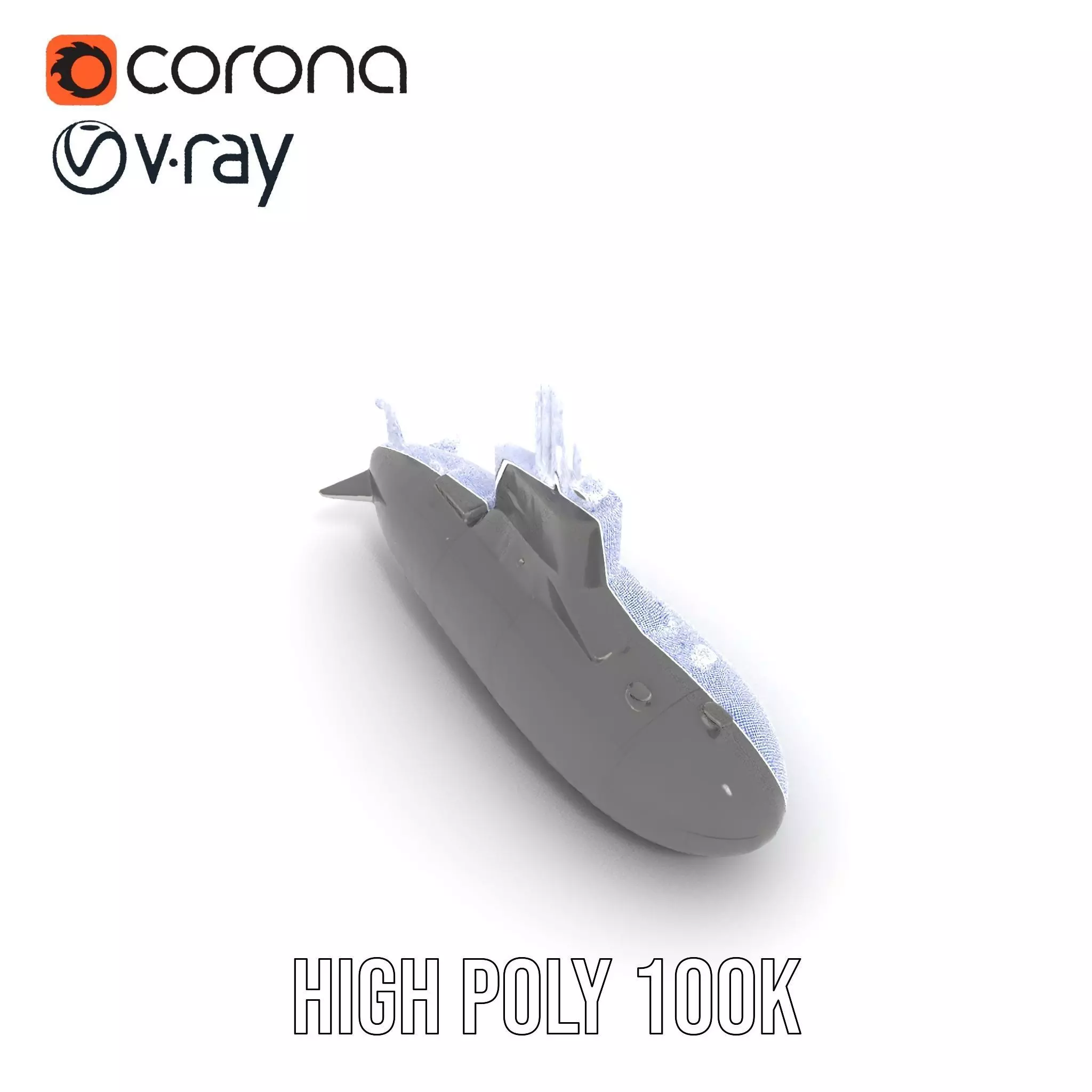 Stealth Submarine Black model pack Low-poly 3D model_34