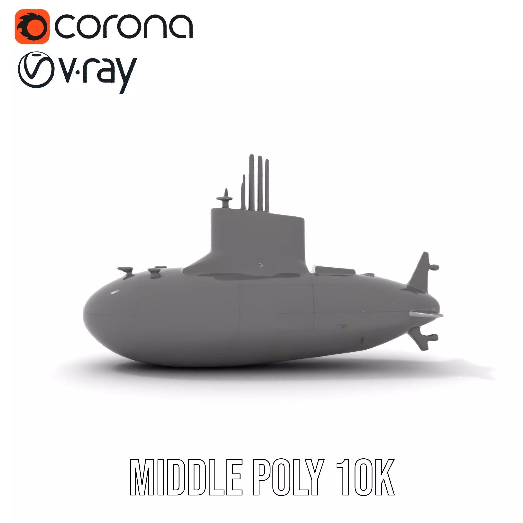Stealth Submarine Black model pack Low-poly 3D model_13