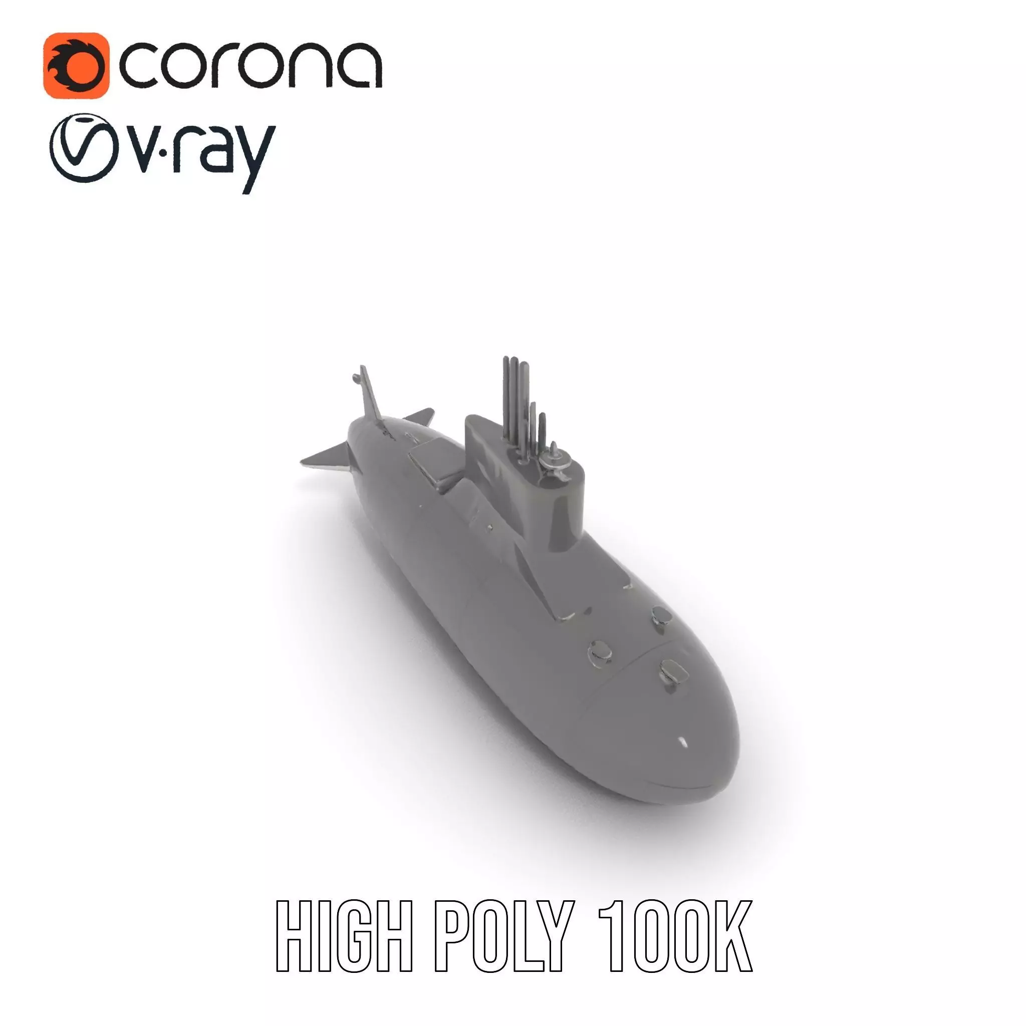 Stealth Submarine Black model pack Low-poly 3D model_26