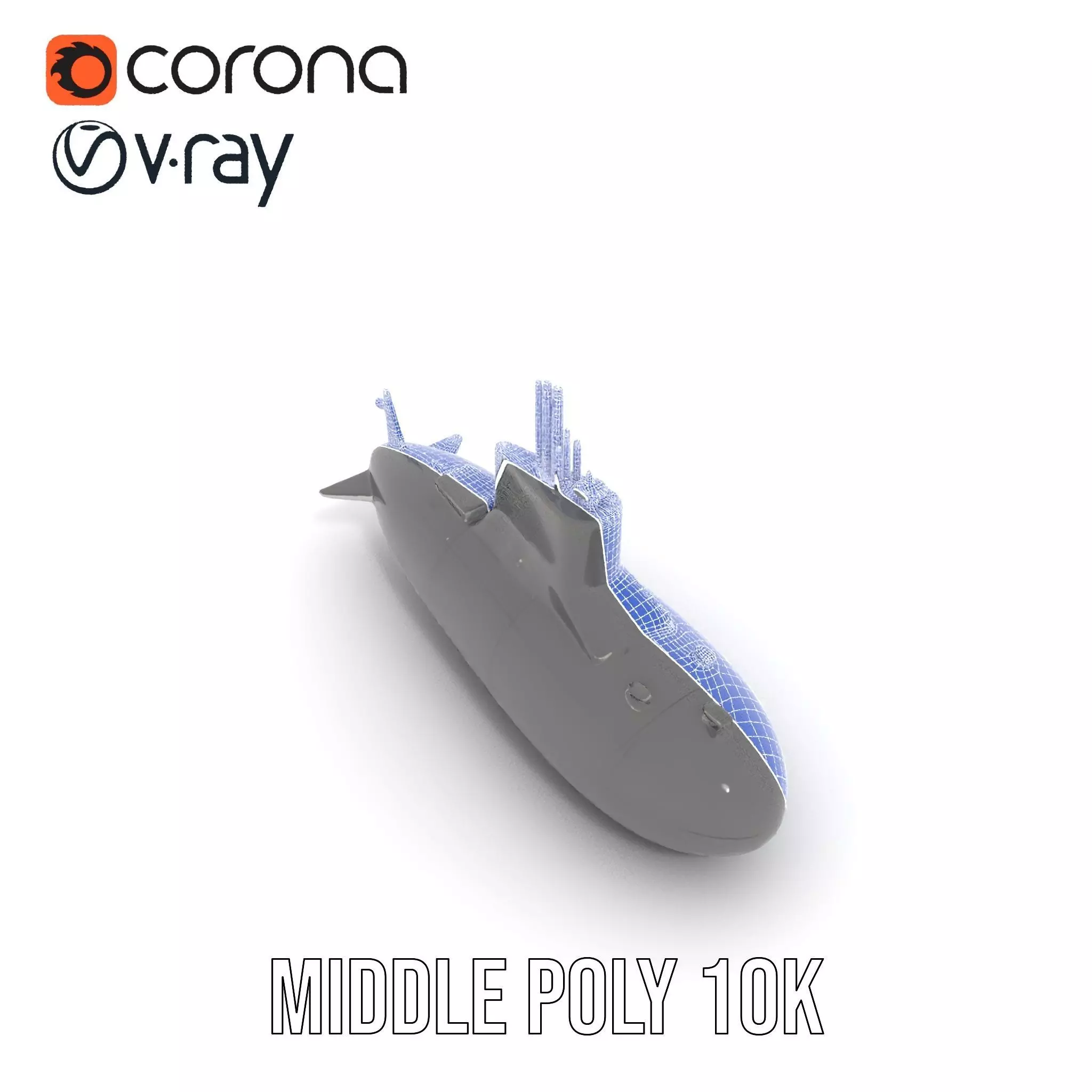 Stealth Submarine Black model pack Low-poly 3D model_29