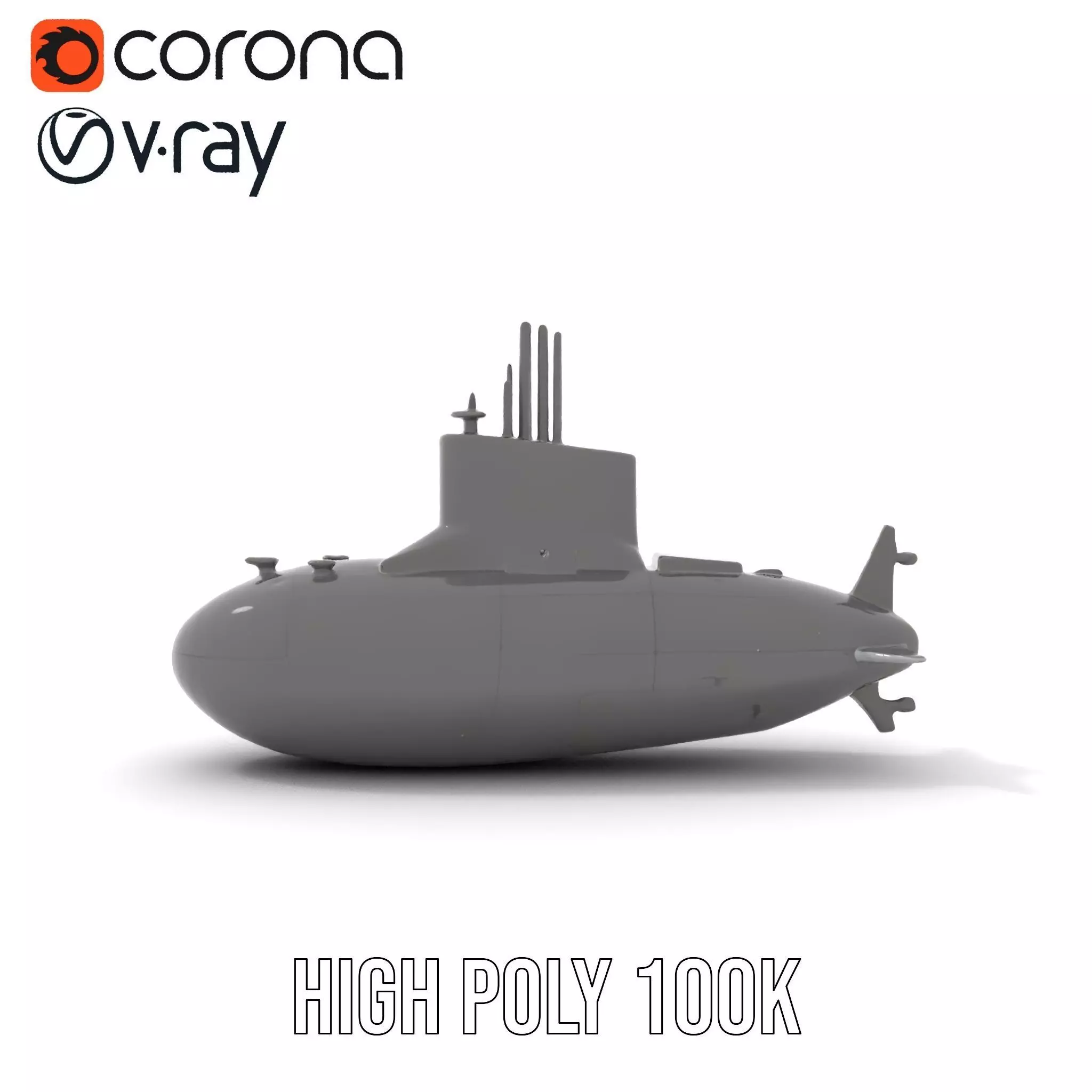 Stealth Submarine Black model pack Low-poly 3D model_21