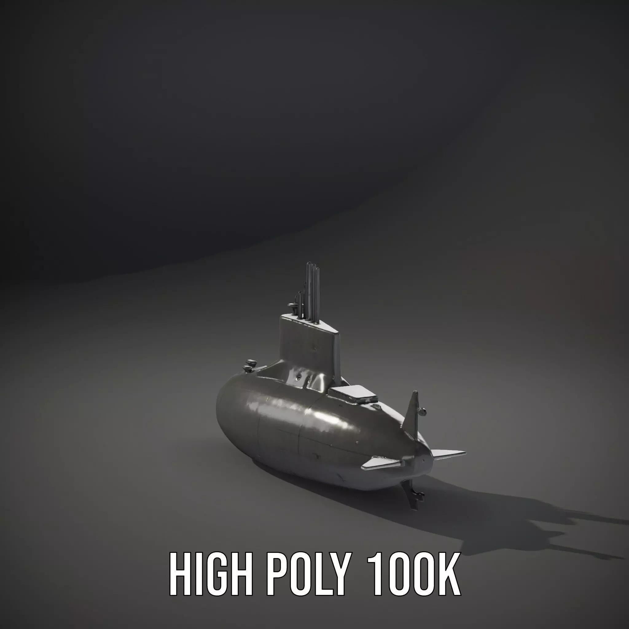 Stealth Submarine Black model pack Low-poly 3D model_8
