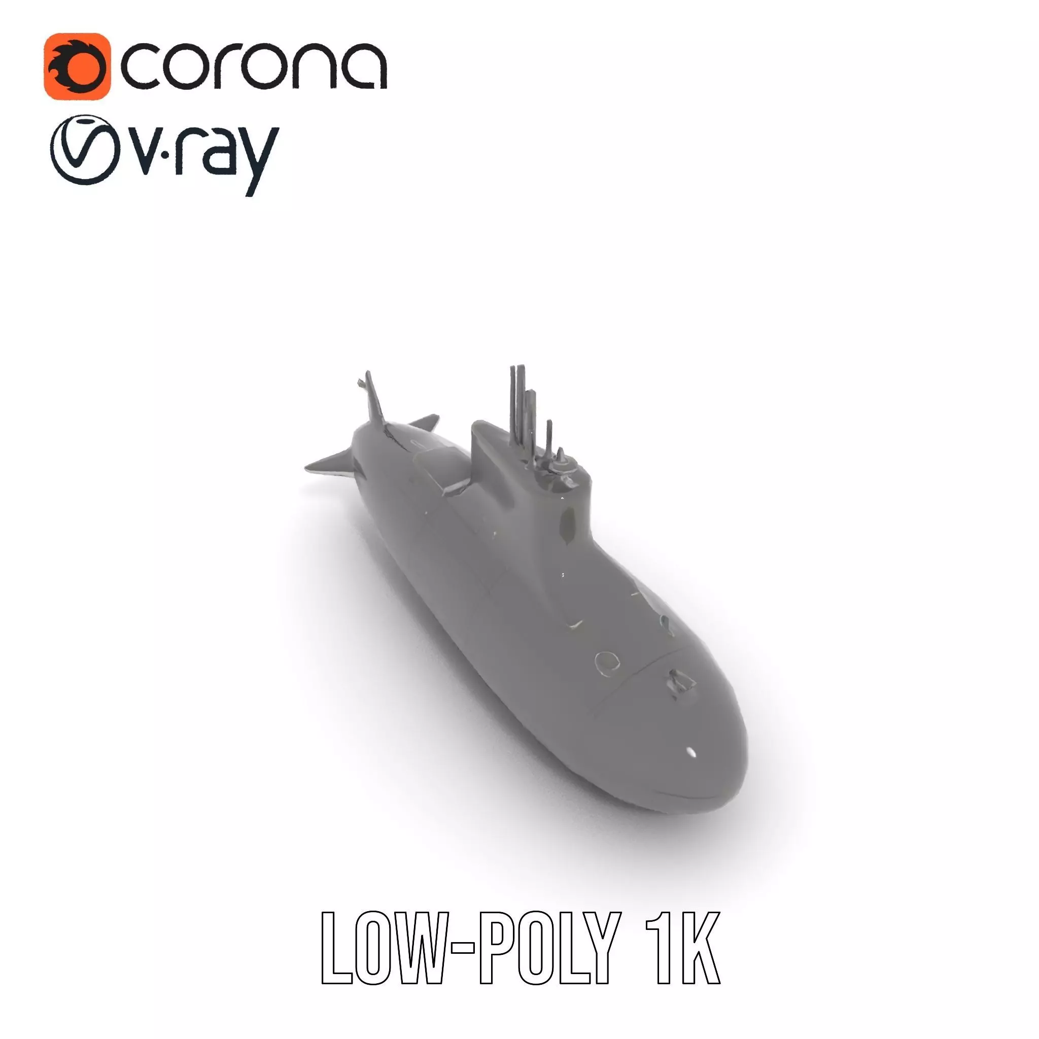 Stealth Submarine Black model pack Low-poly 3D model_9