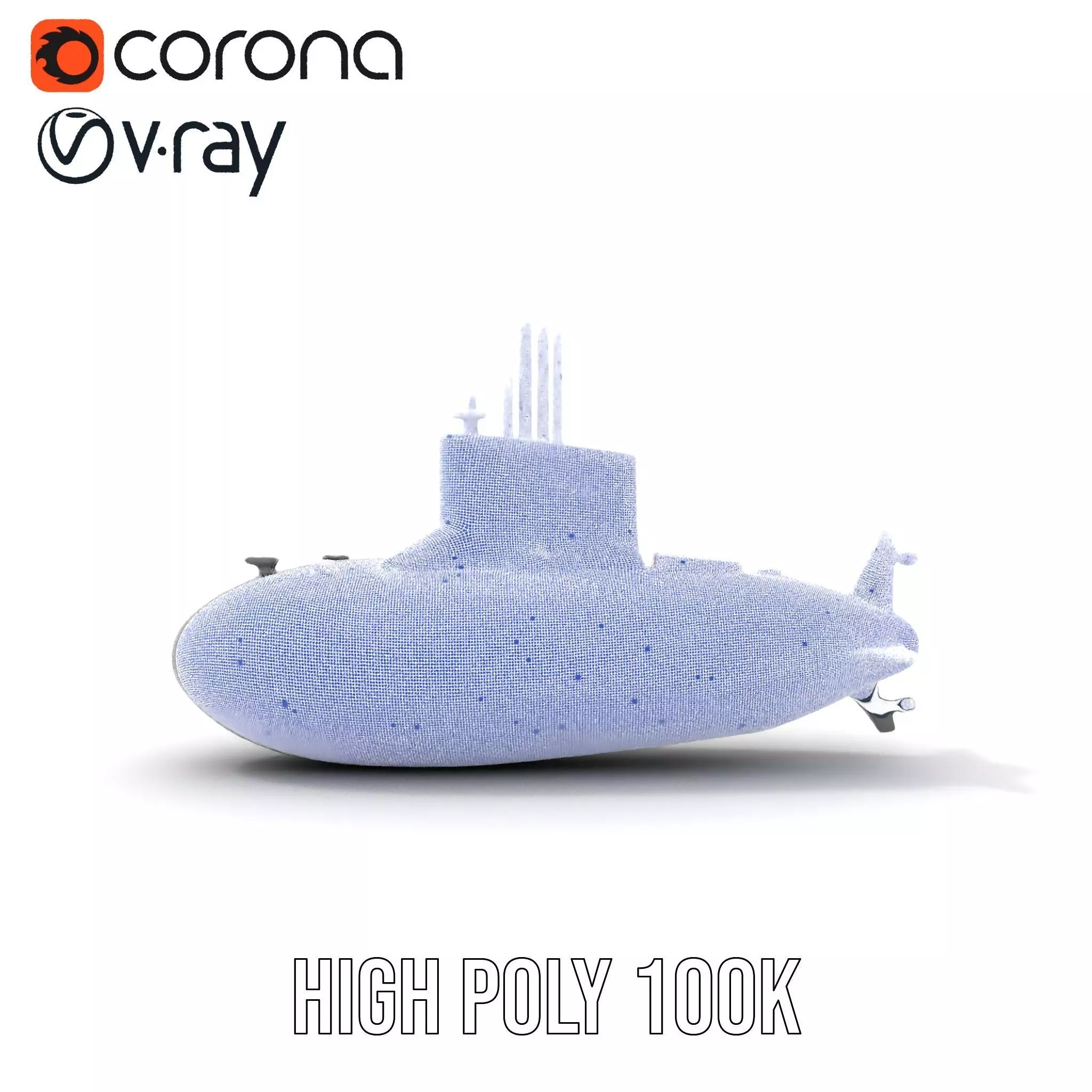 Stealth Submarine Black model pack Low-poly 3D model_32